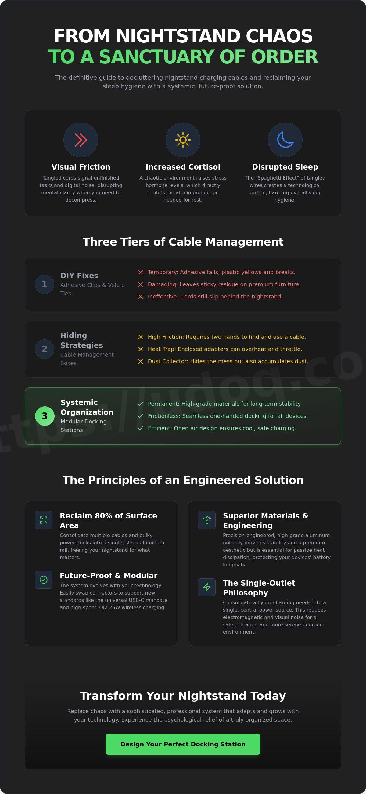 Declutter nightstand charging cables