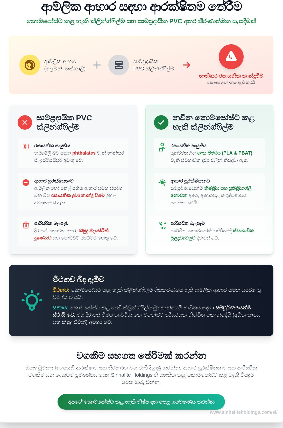 කොම්පෝස්ට් කළ හැකි ආවරණයකින් ආම්ලික ආහාර ඇසිරීම