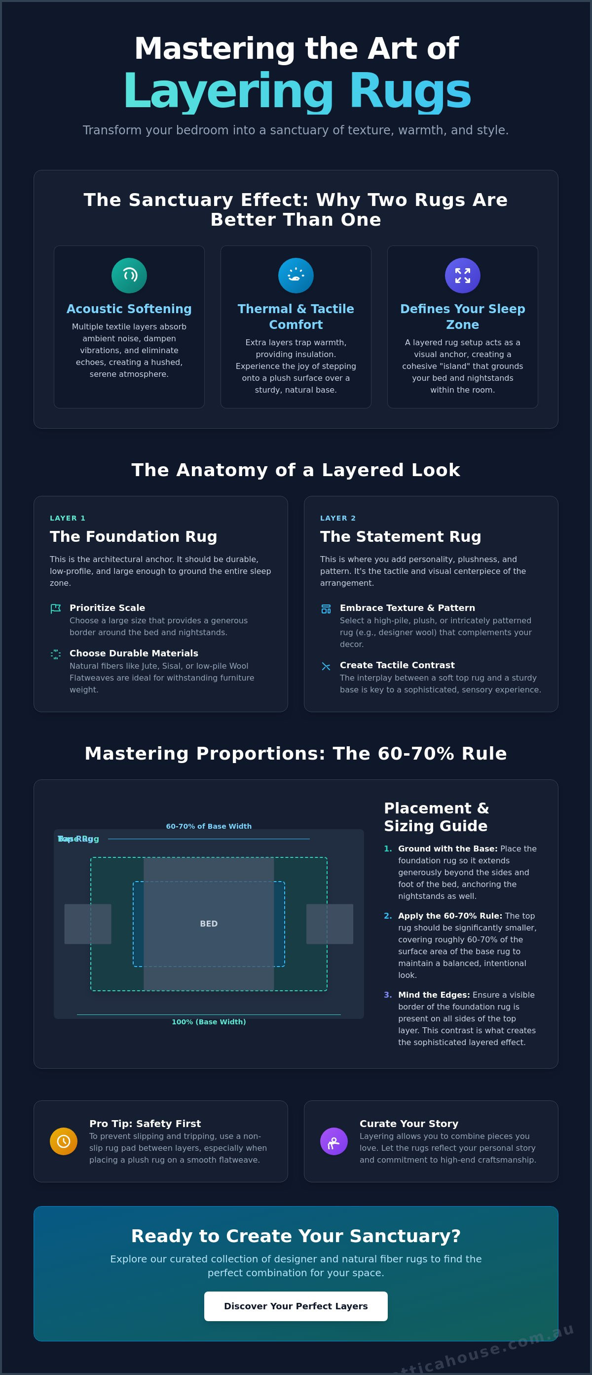 How to layer rugs in a bedroom