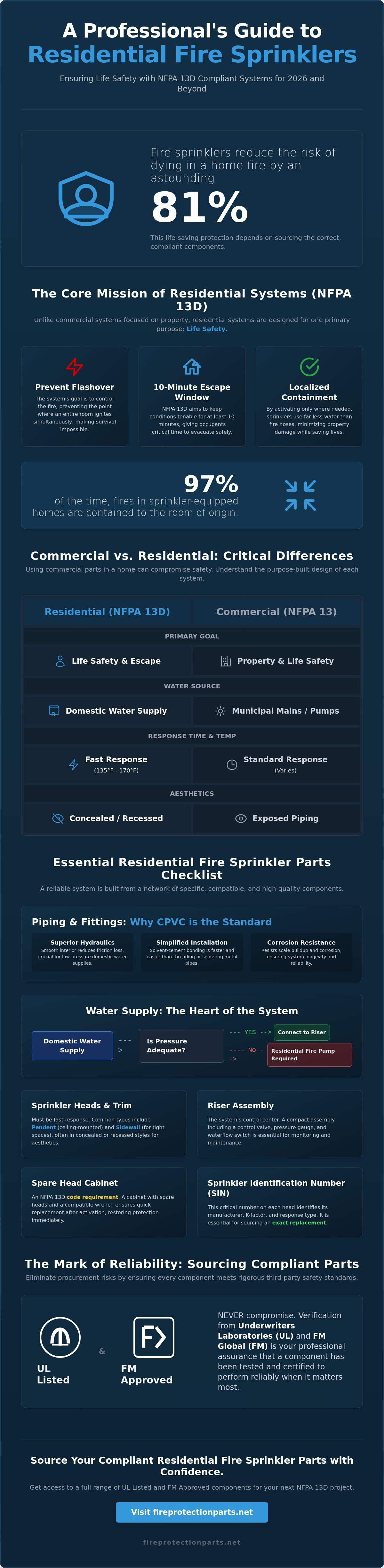 Residential fire sprinkler parts