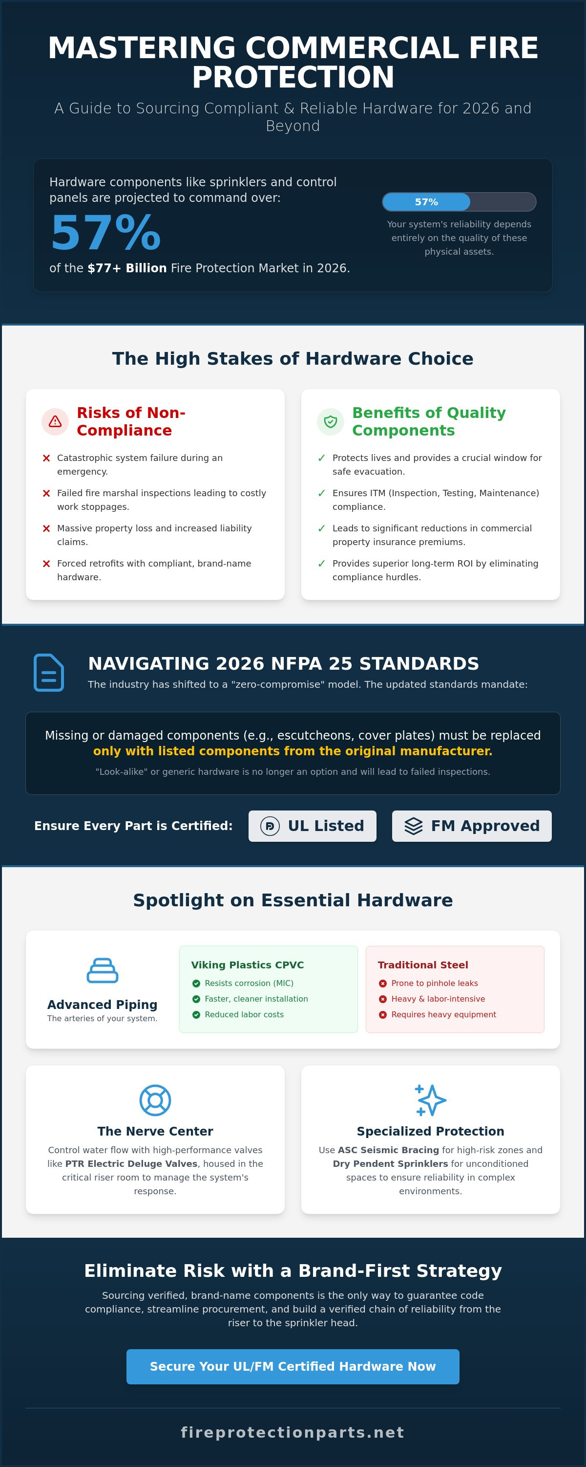 Fire protection parts for commercial buildings