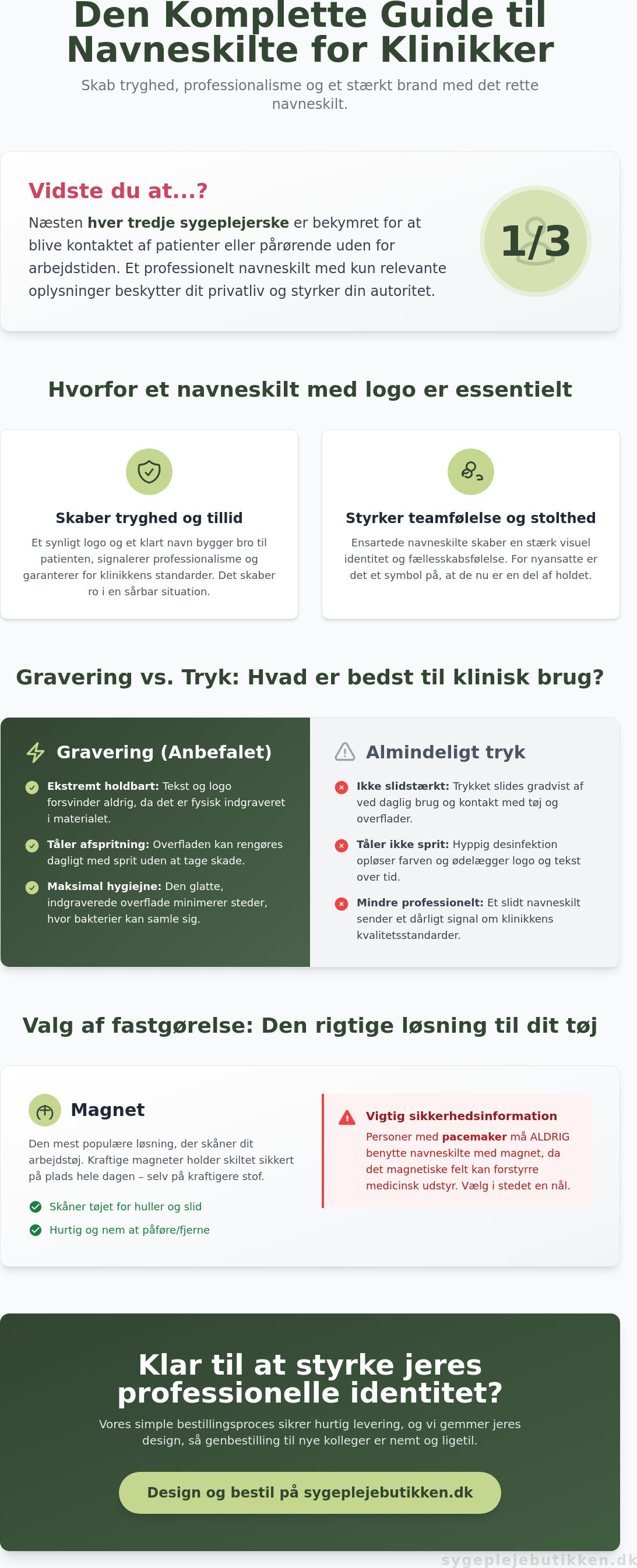 Navneskilt med logo til klinik
