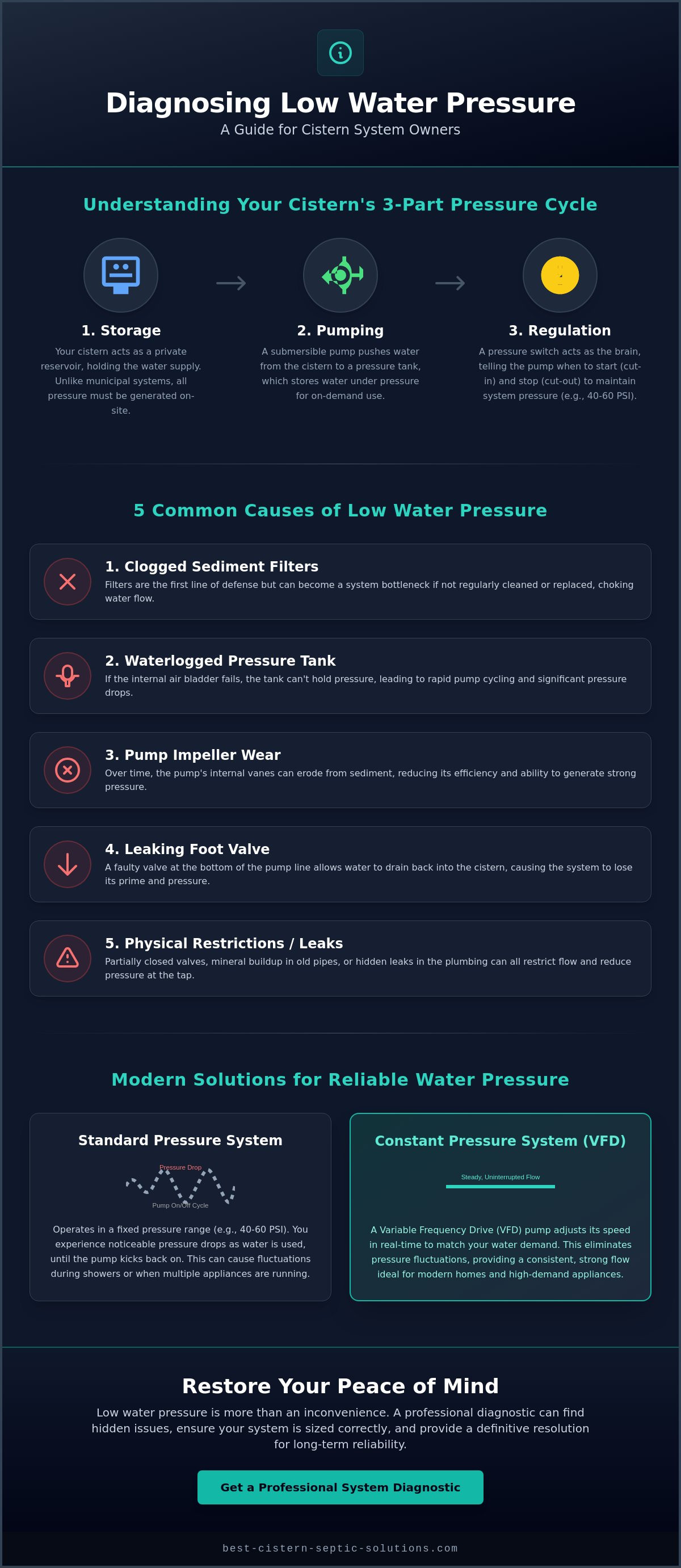 Low water pressure from cistern system