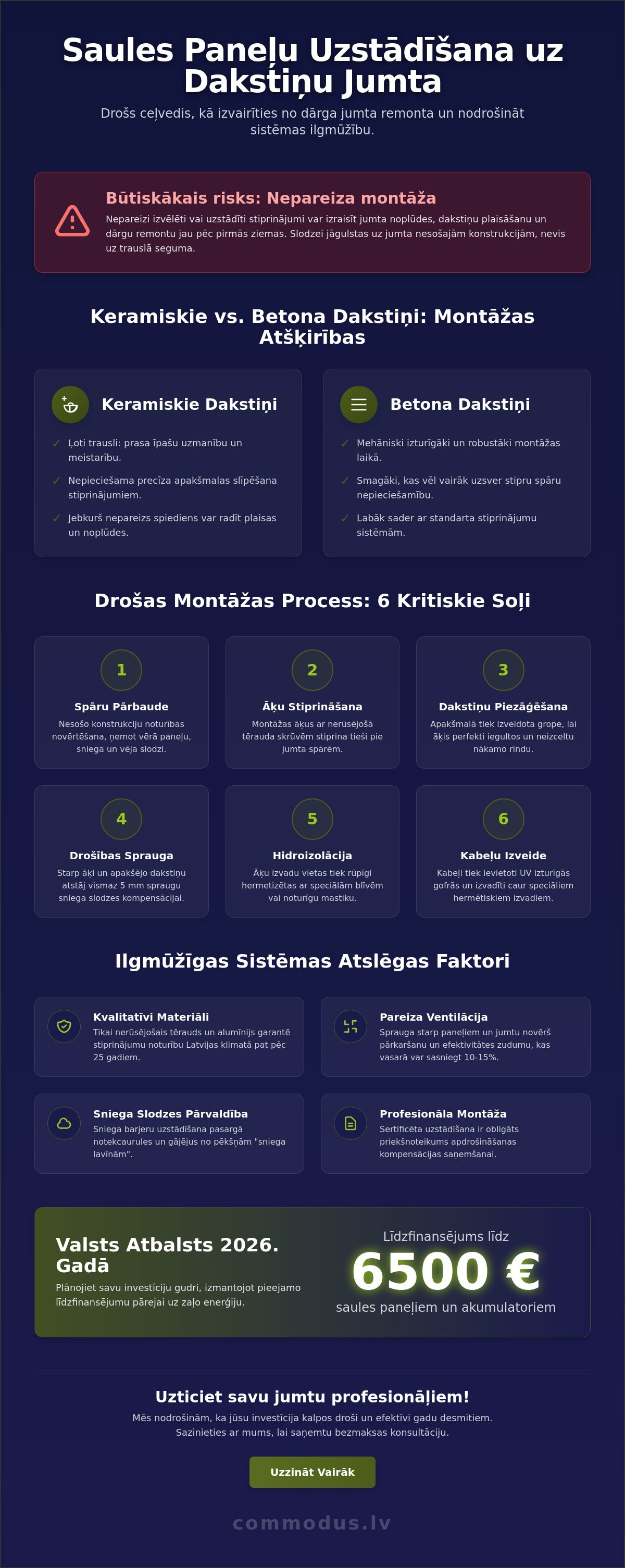 Saules paneļu uzstādīšana uz dakstiņu jumta