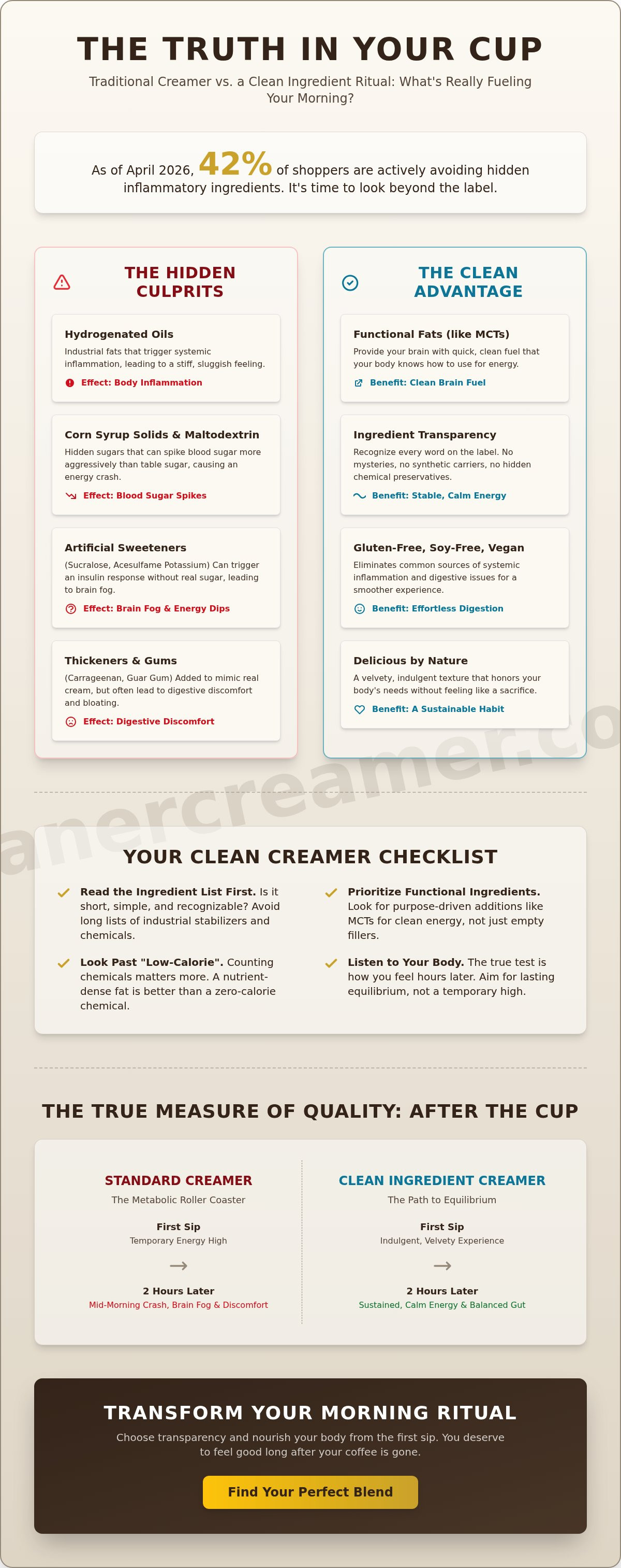Clean ingredient coffee creamer