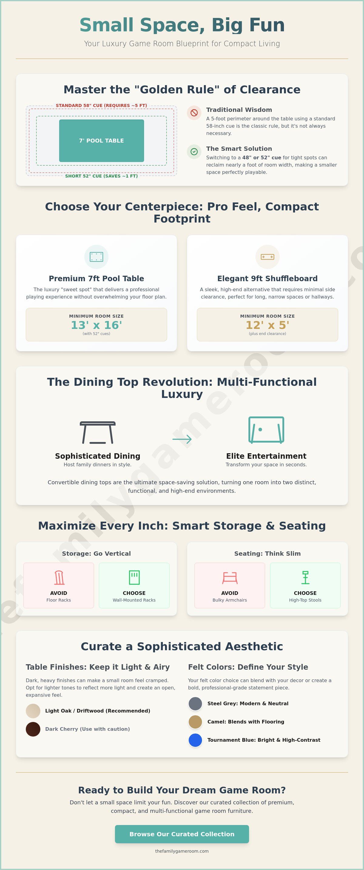 Game room furniture for small spaces