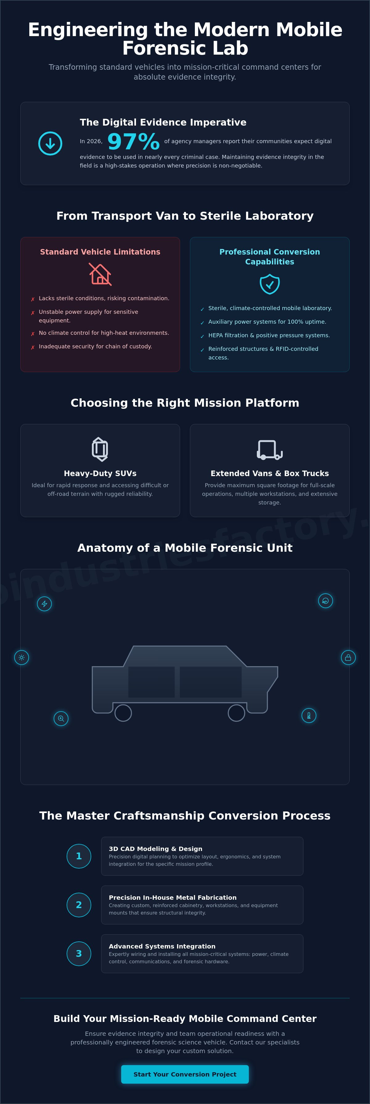 Forensic science vehicle conversion