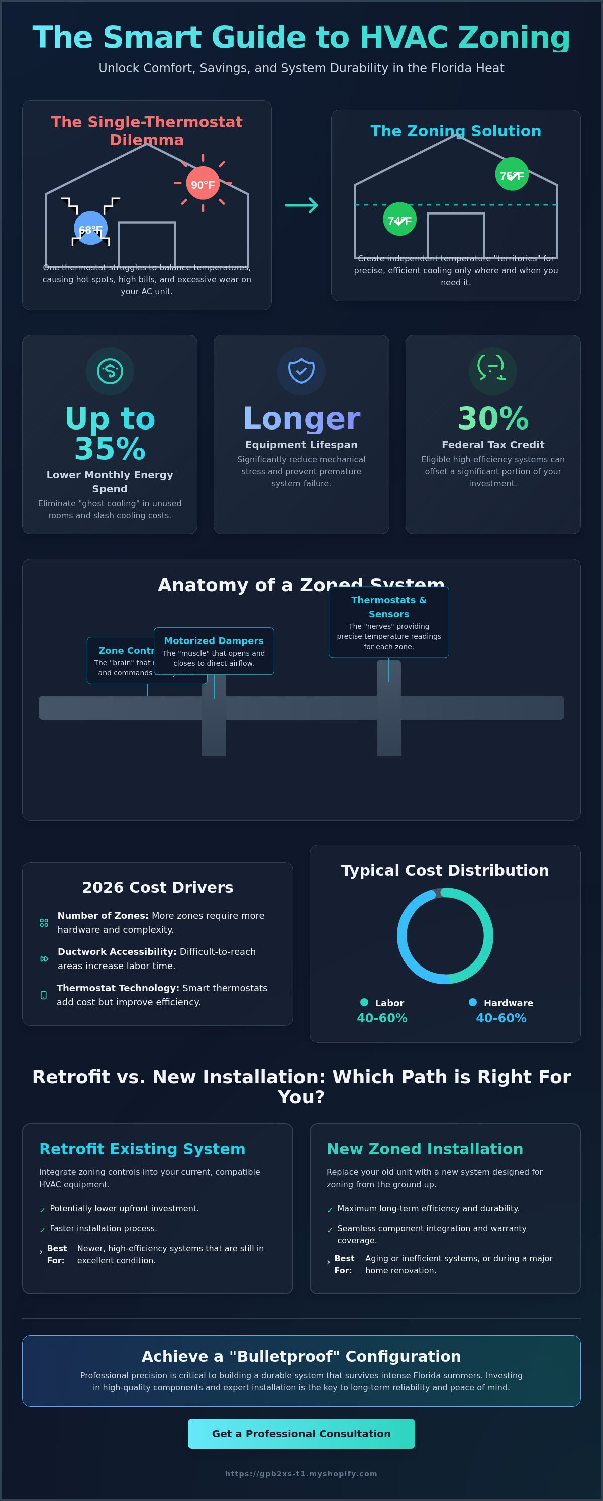 Zoning system for hvac cost