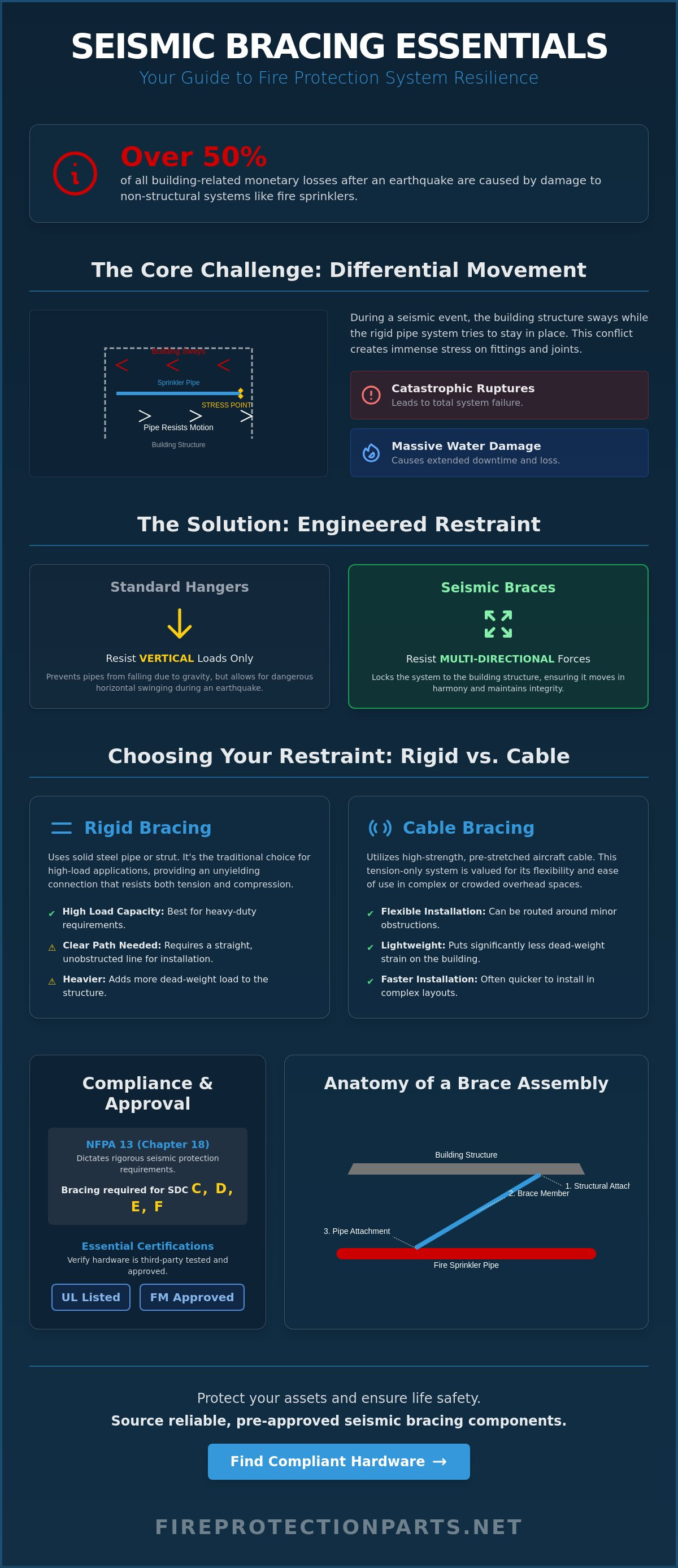 Seismic bracing for fire protection systems