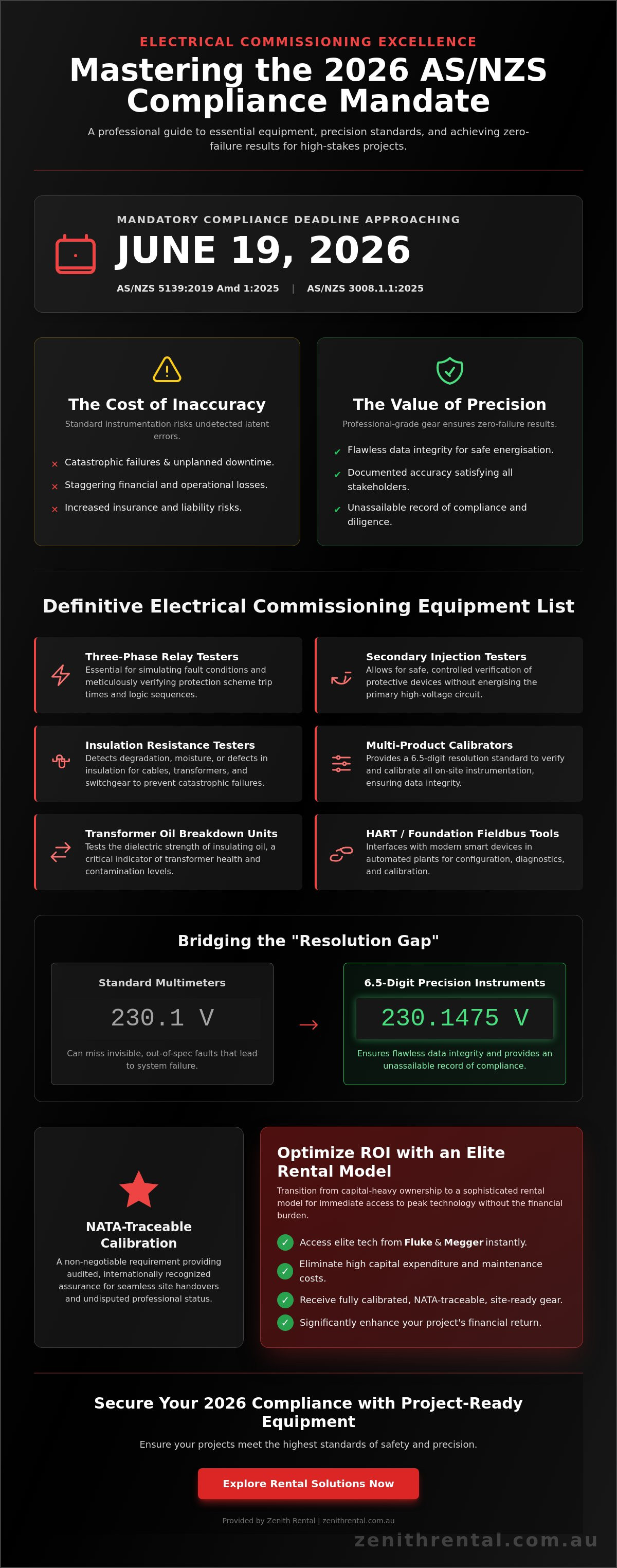 Electrical commissioning equipment list