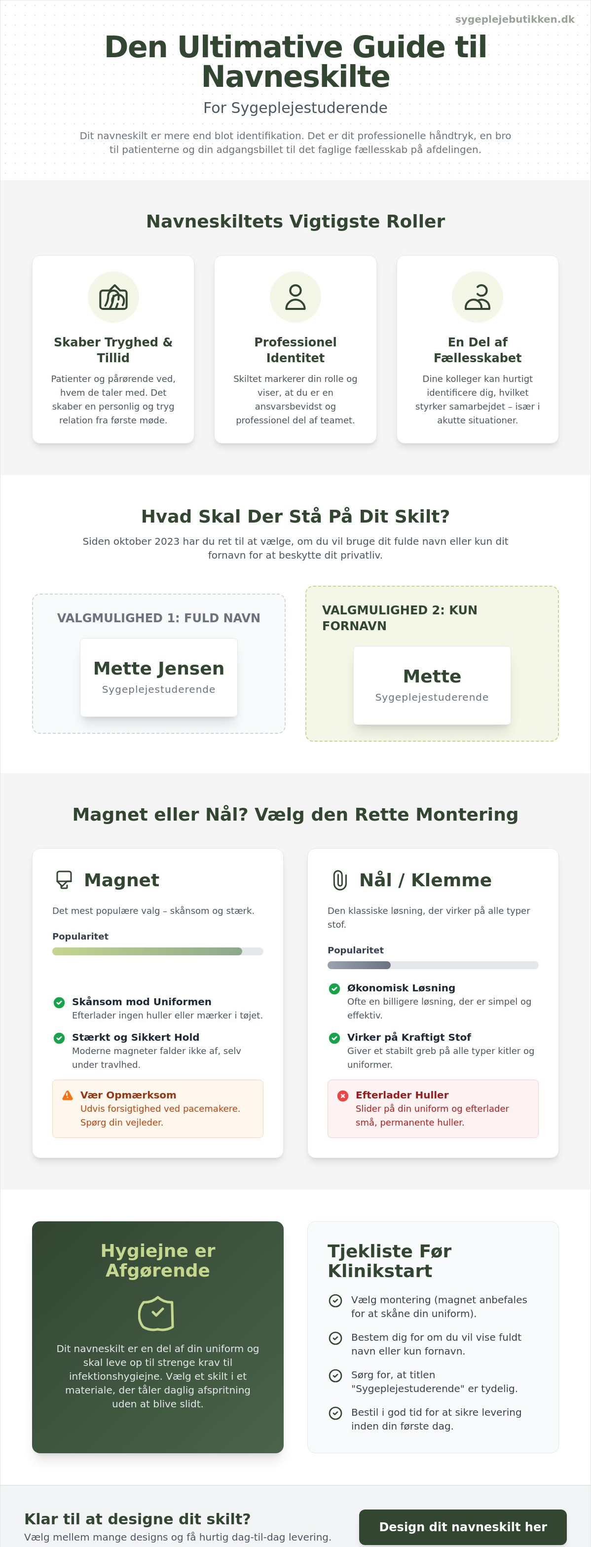 Navneskilt til sygeplejestuderende