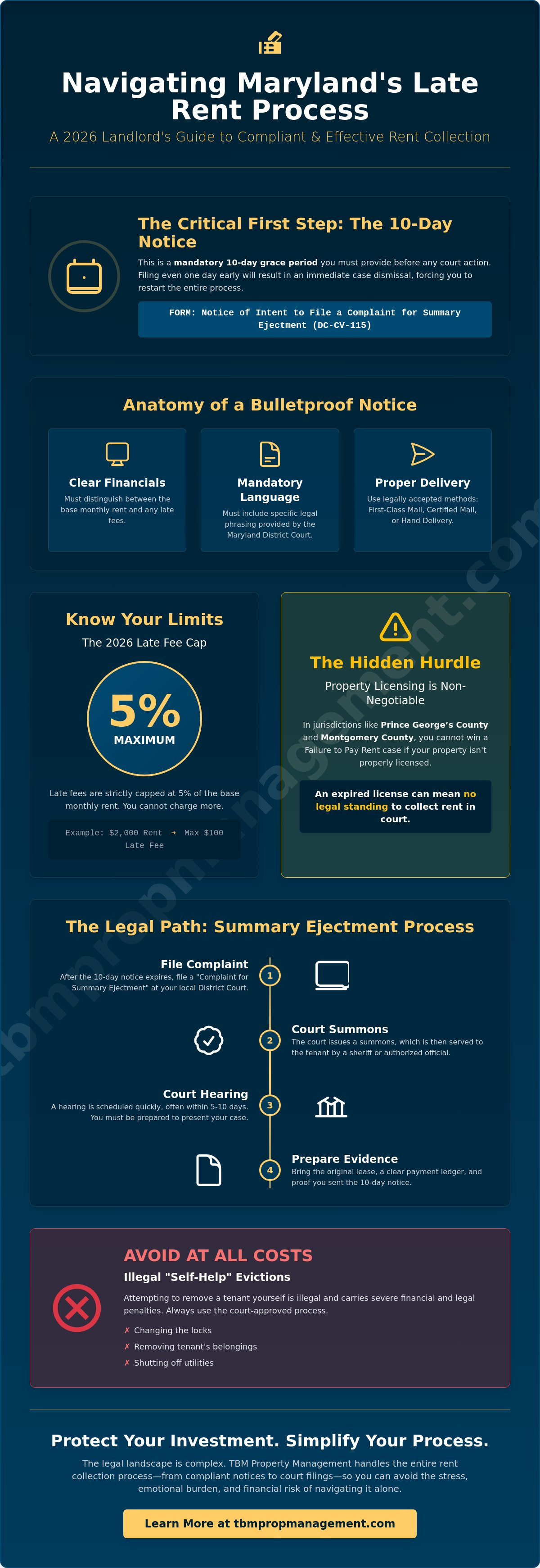 Handling late rent payments legally in maryland