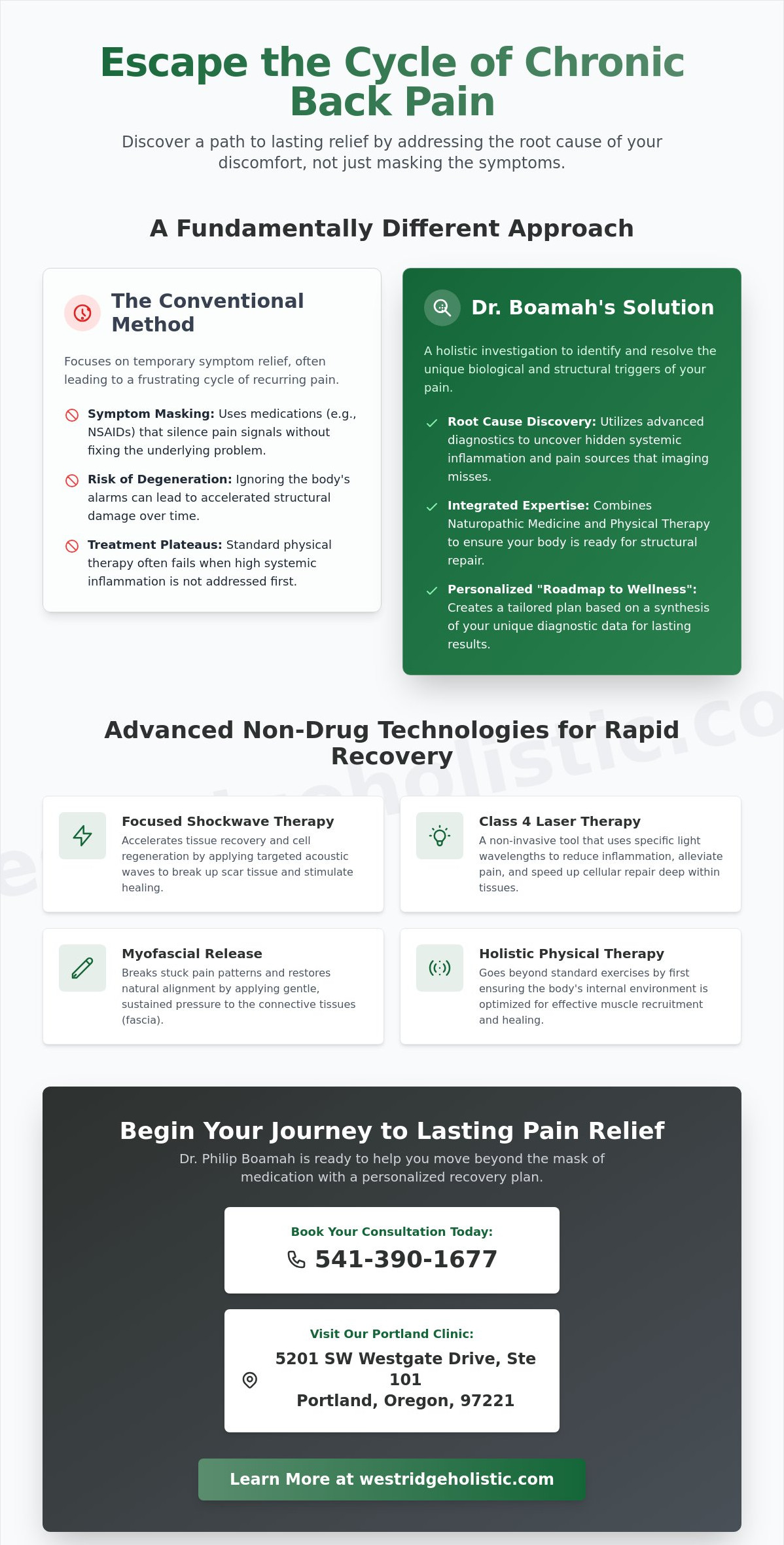 Non-drug back pain relief Portland