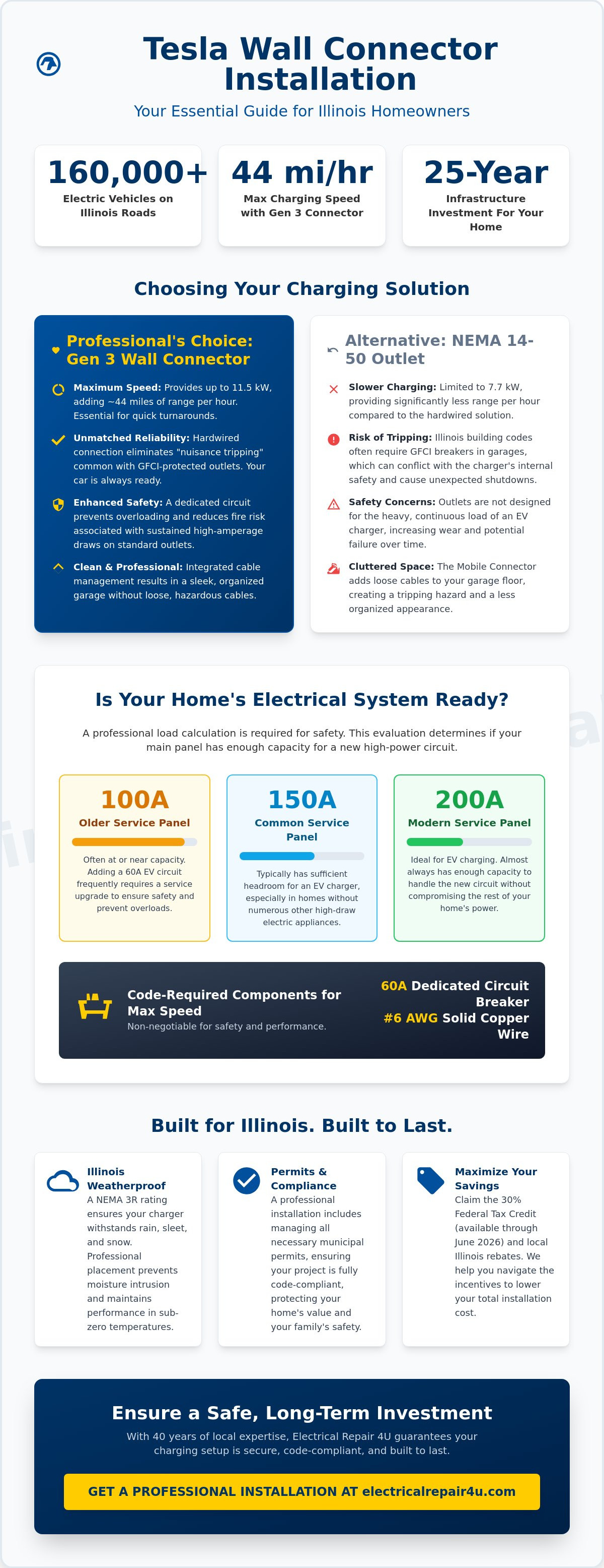Install Tesla wall connector Illinois