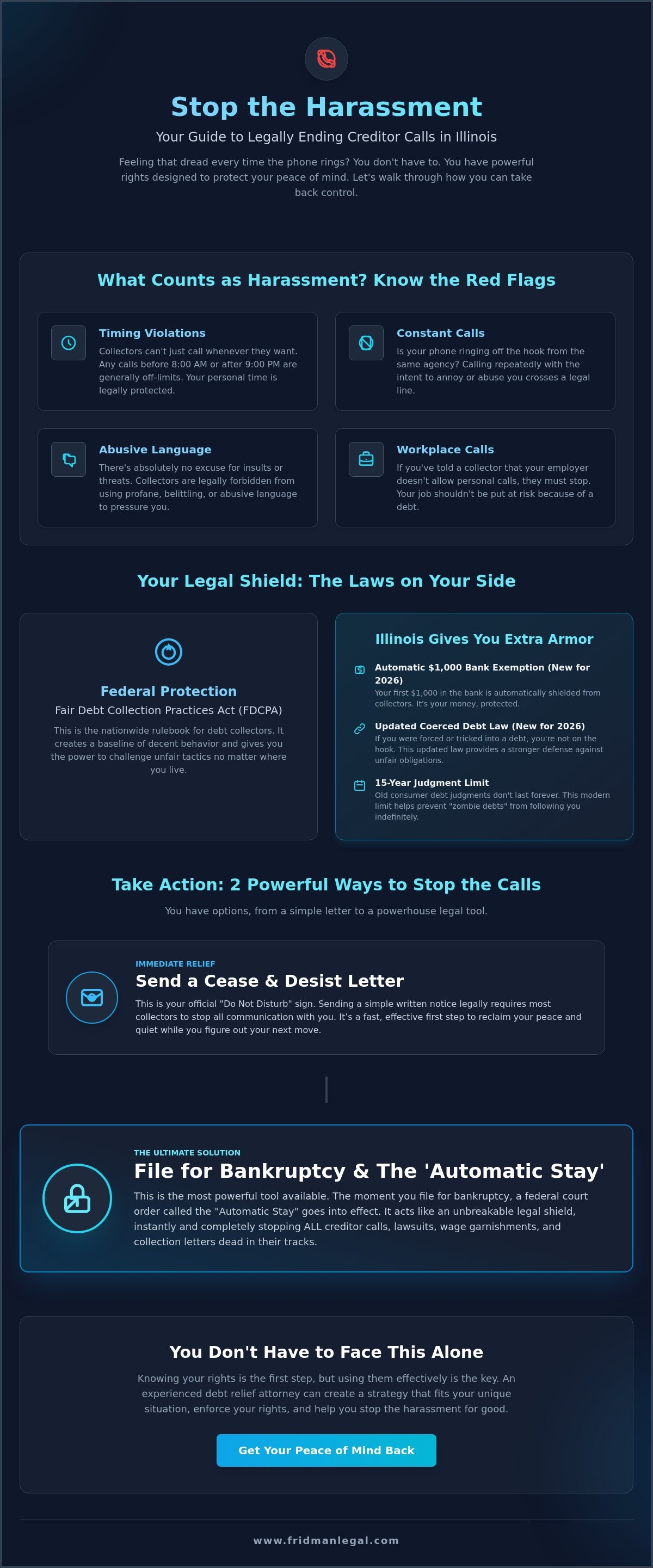 Stopping creditor harassment calls legally in Illinois