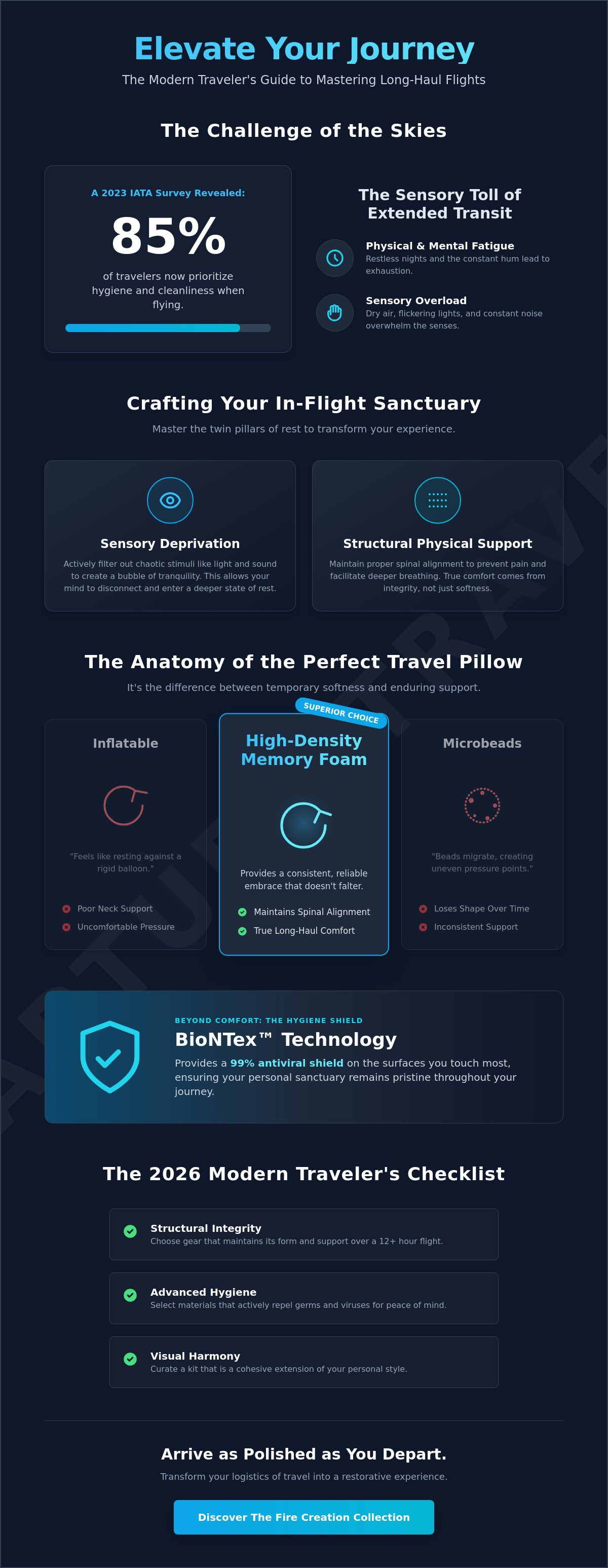 Travel accessories for long haul flights