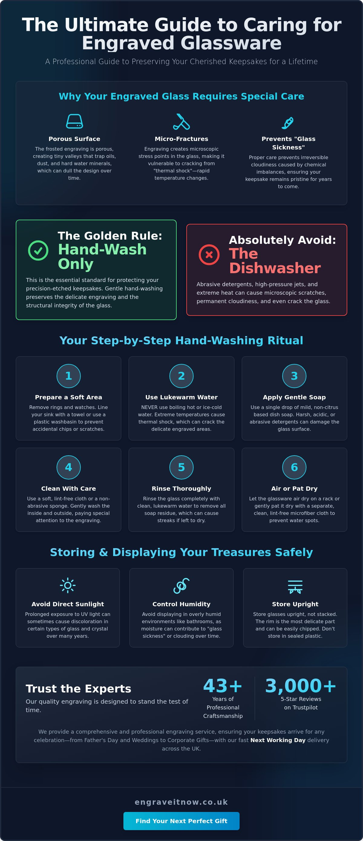 How to care for engraved glassware