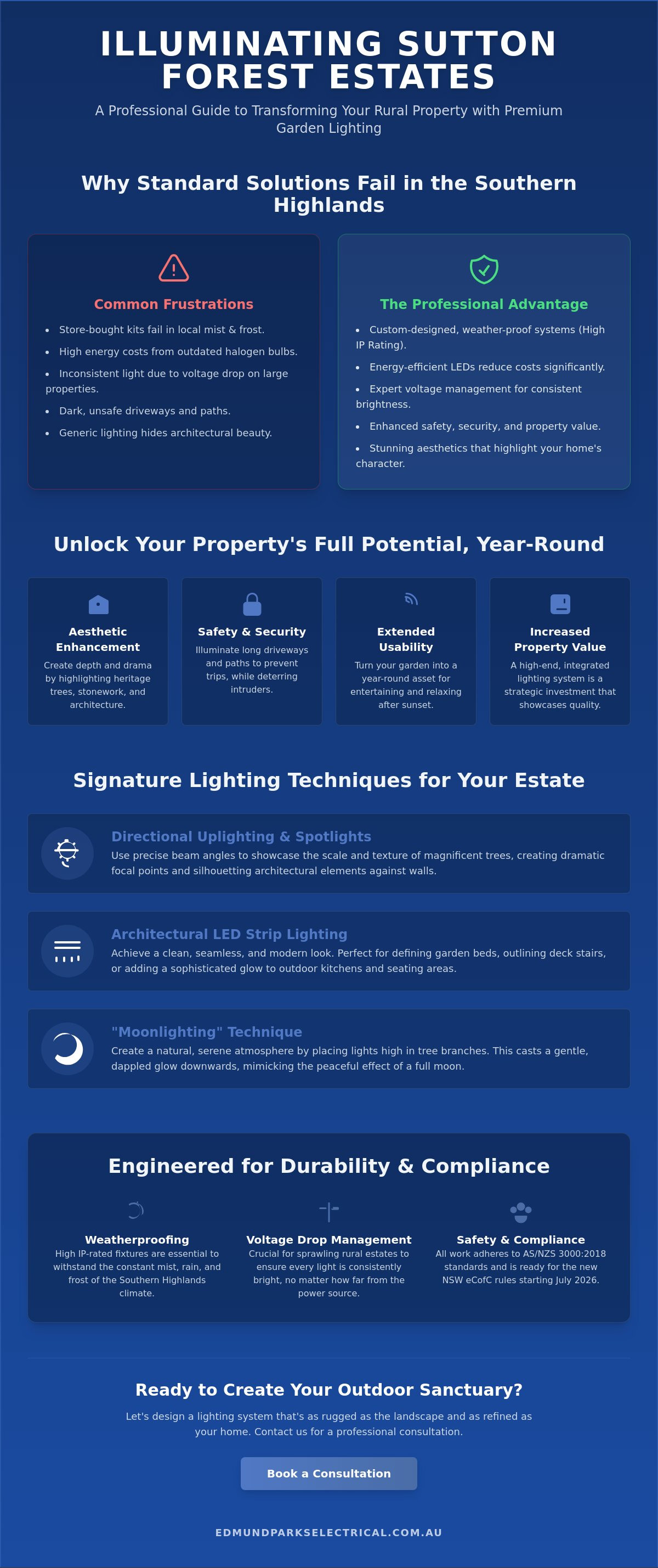 Garden lighting electrician Sutton Forest