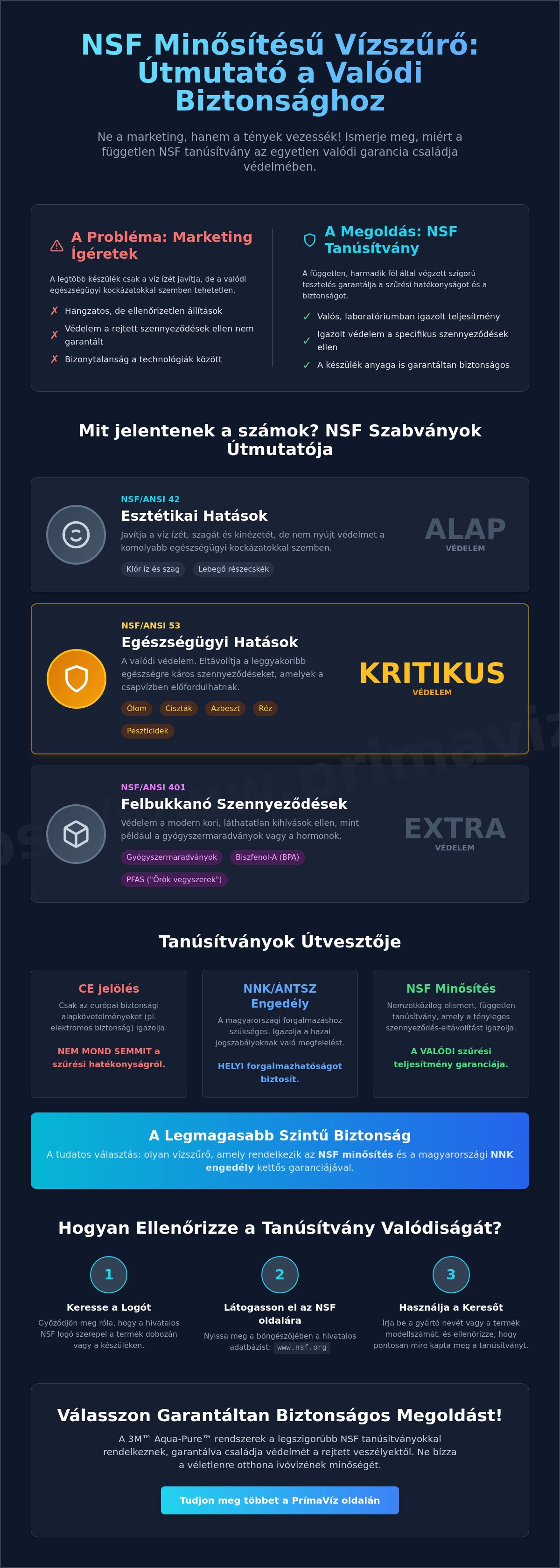 NSF minősítésű vízszűrő