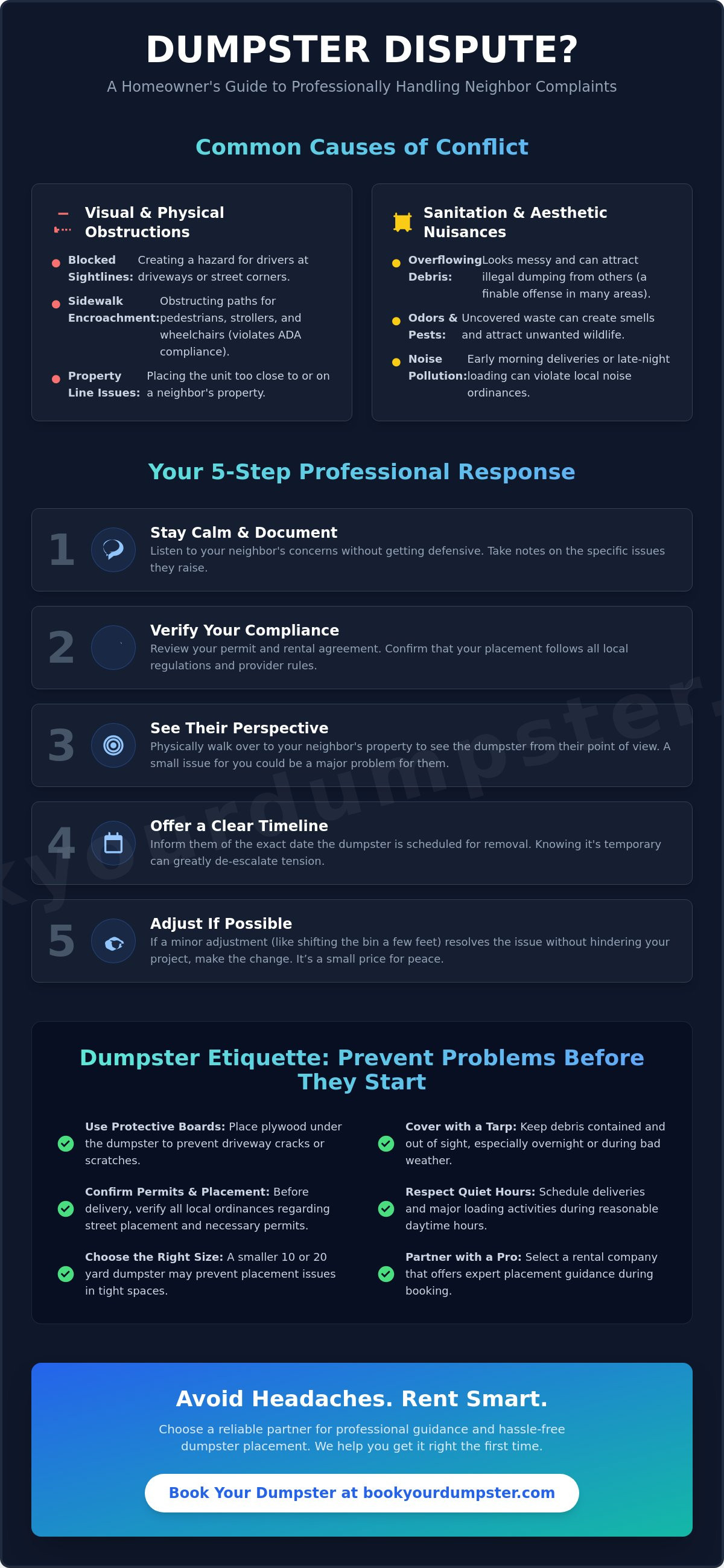 What to do if a neighbor complains about my dumpster