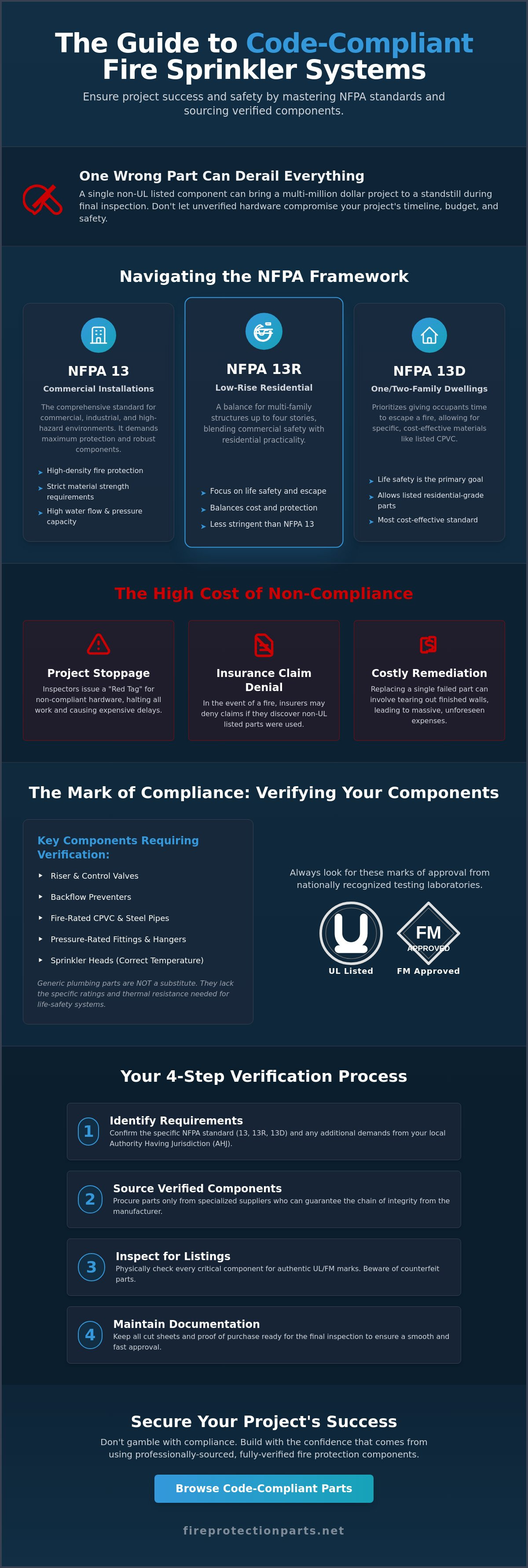 Code compliant fire sprinkler components