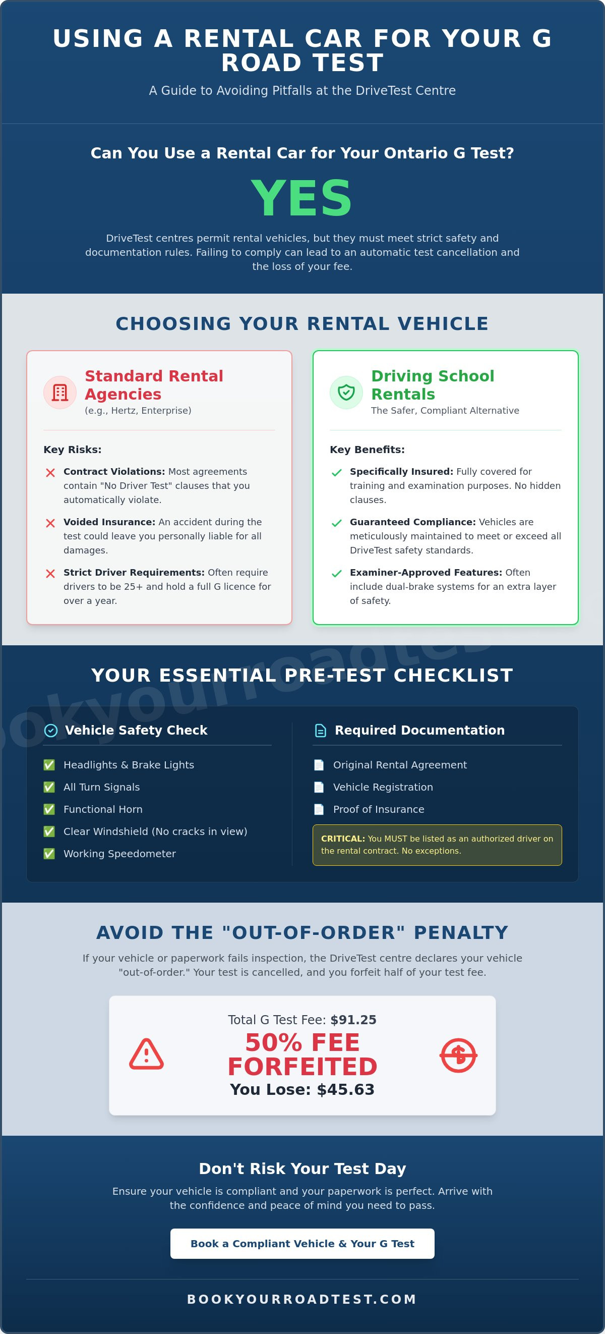 Can i use a rental car for my g test