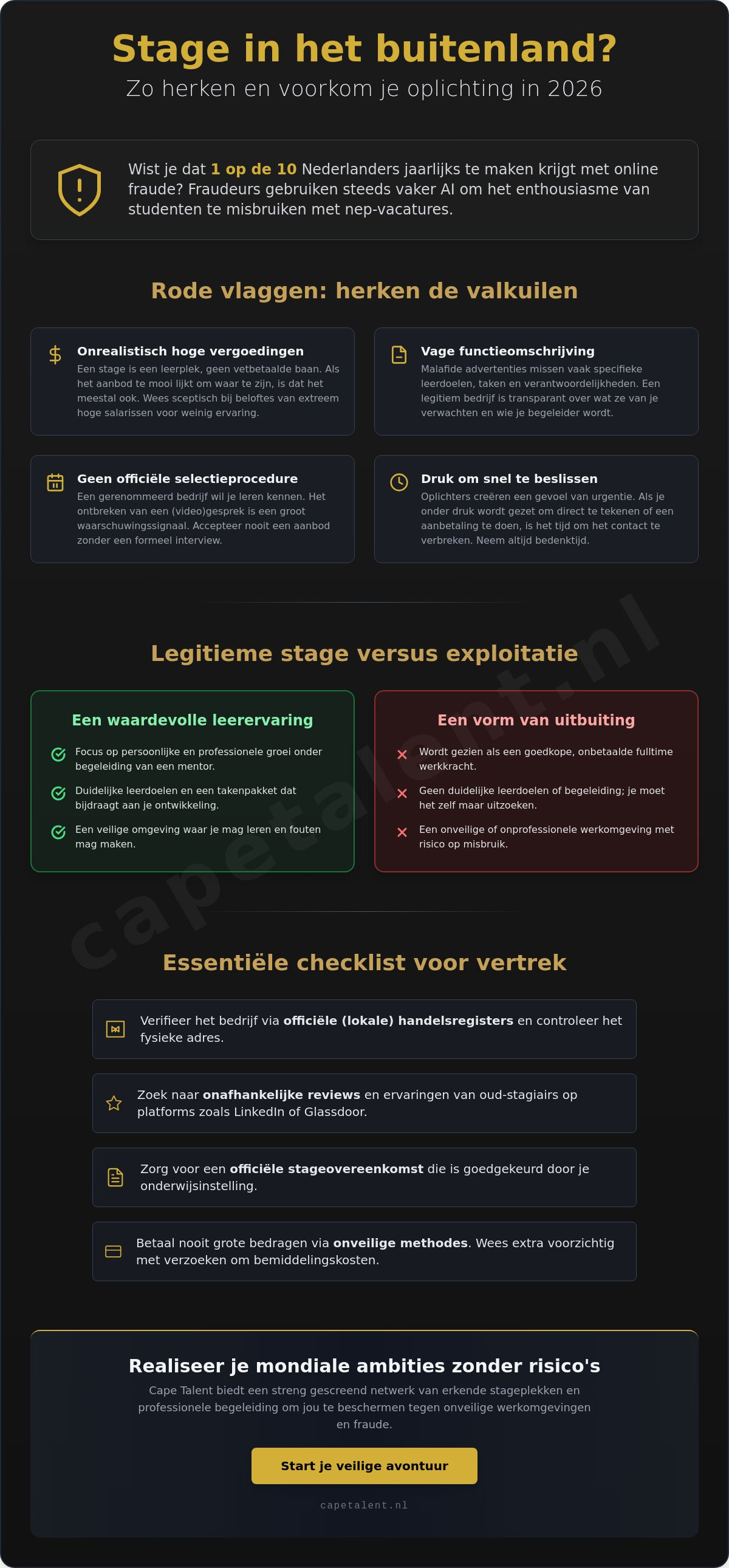 Stage buitenland oplichting voorkomen