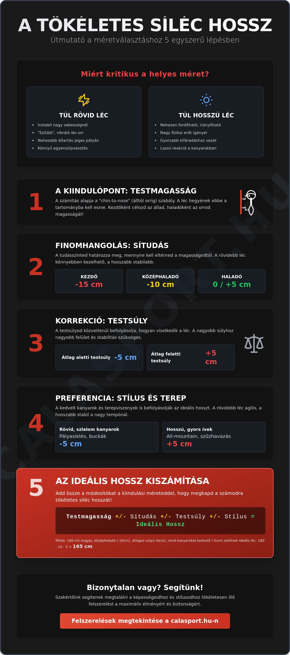 Síléc hosszának kiválasztása