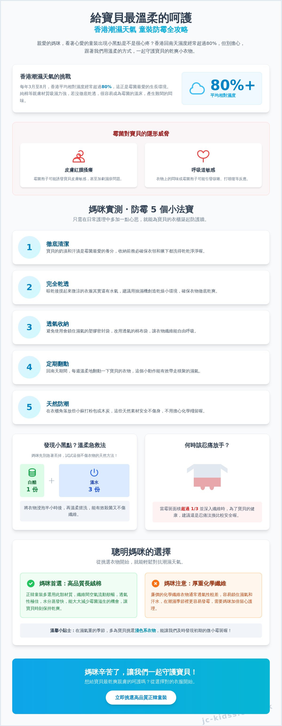 潮濕天氣 童裝 發霉