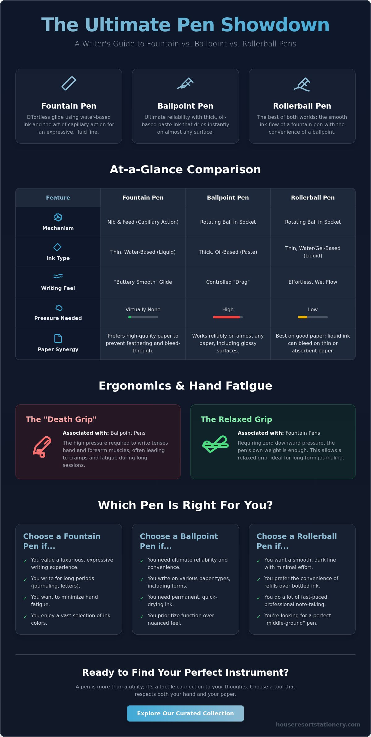 Fountain pen vs ballpoint vs rollerball