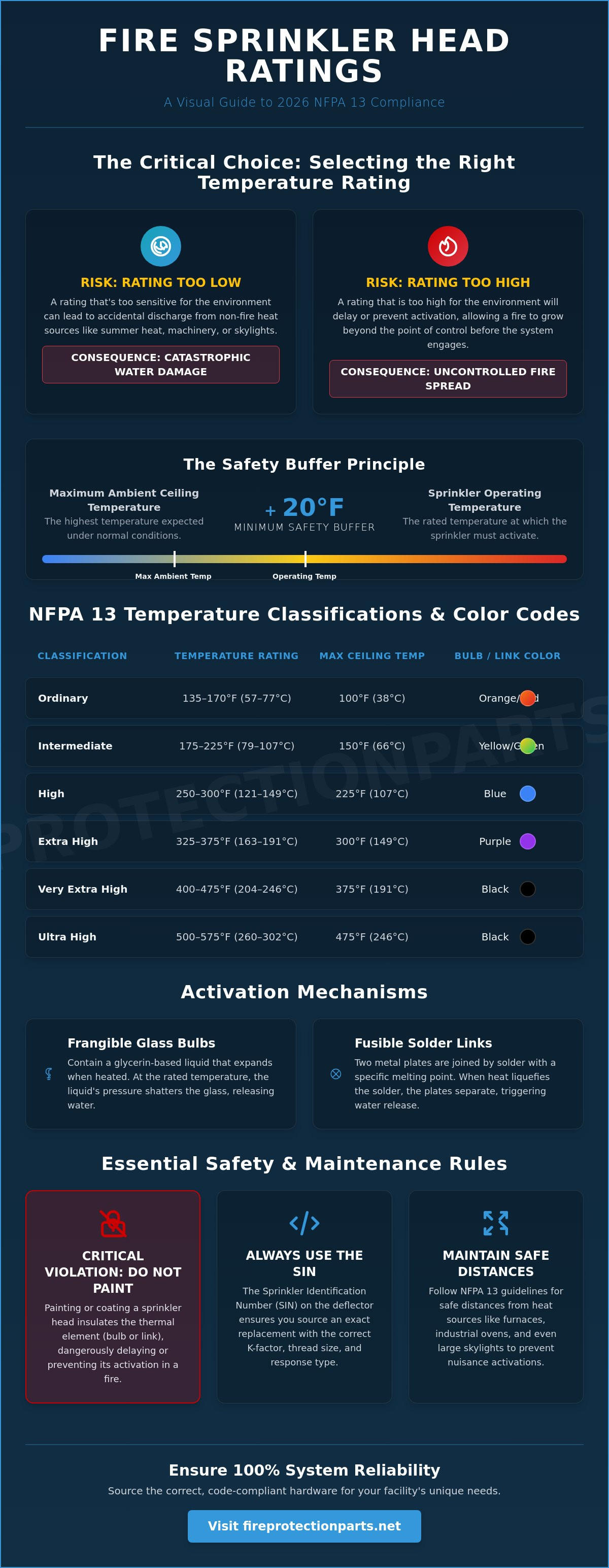 Fire sprinkler head temperature rating