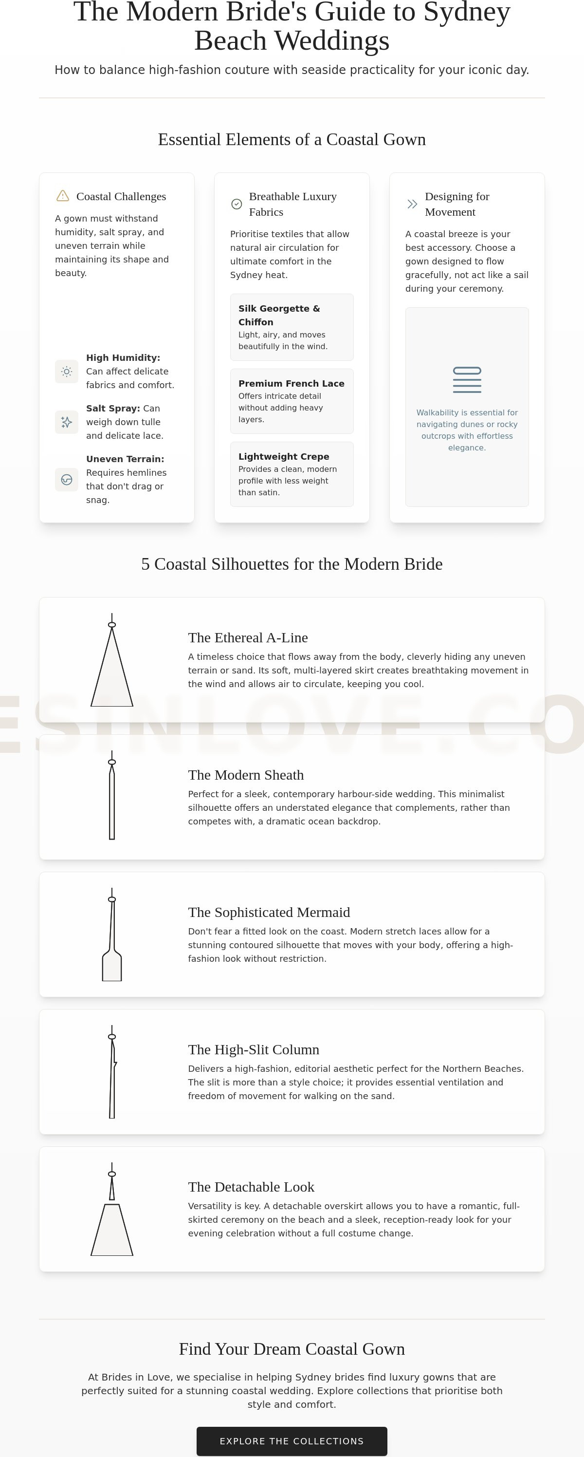 Beach wedding dress inspiration Sydney