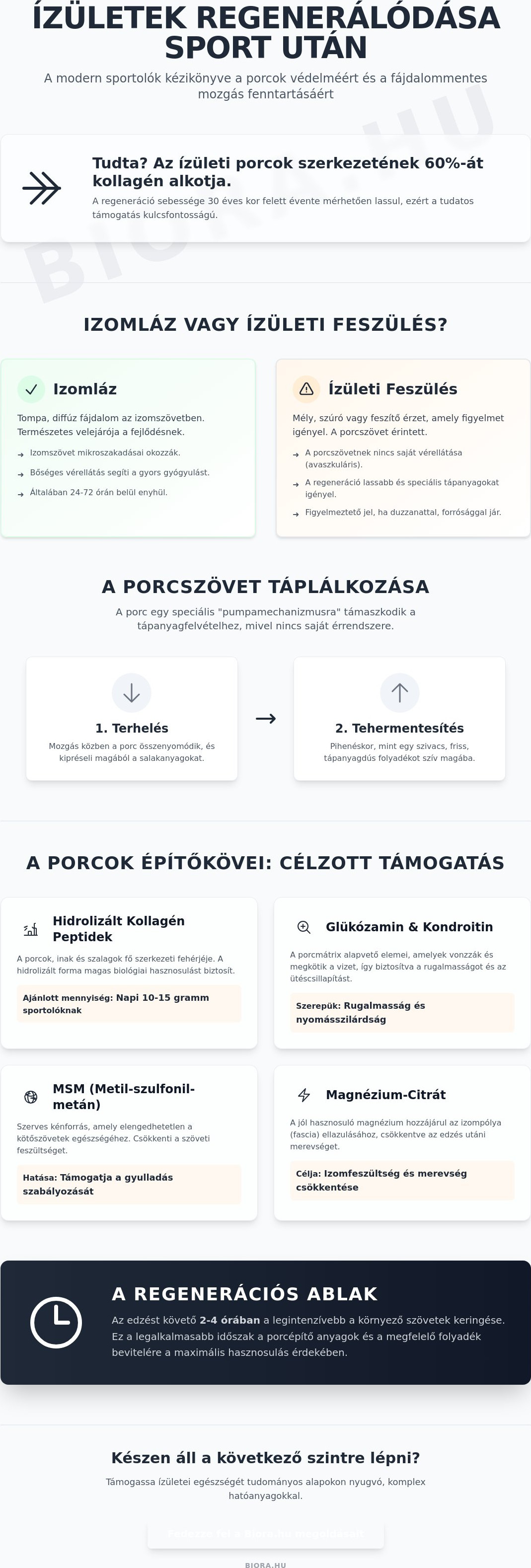 ízületek regenerálódása sport után
