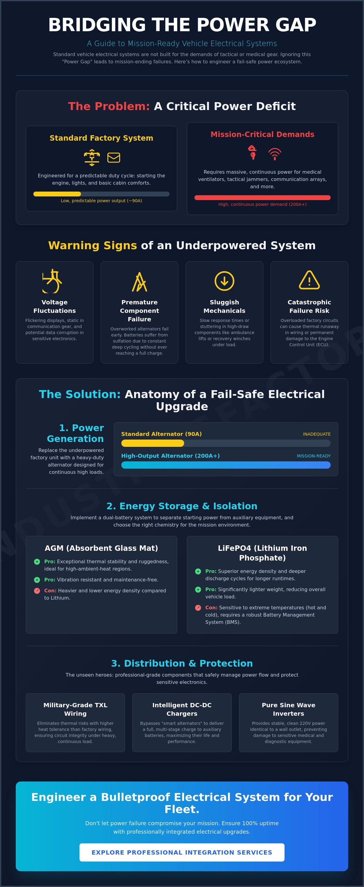 Vehicle electrical system upgrades for equipment