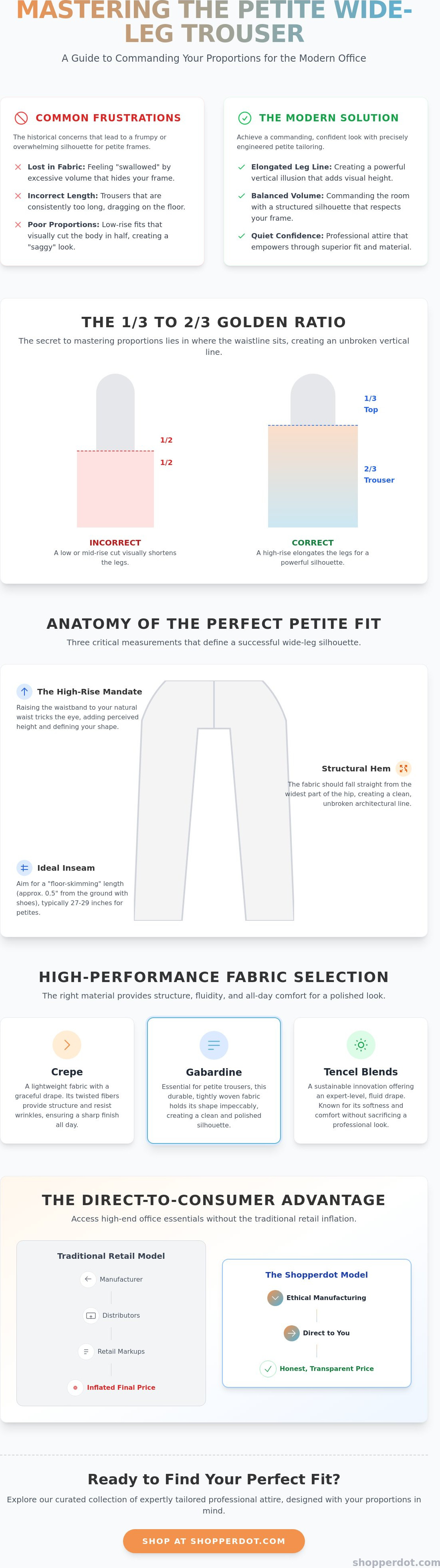 Petite wide-leg trousers for work