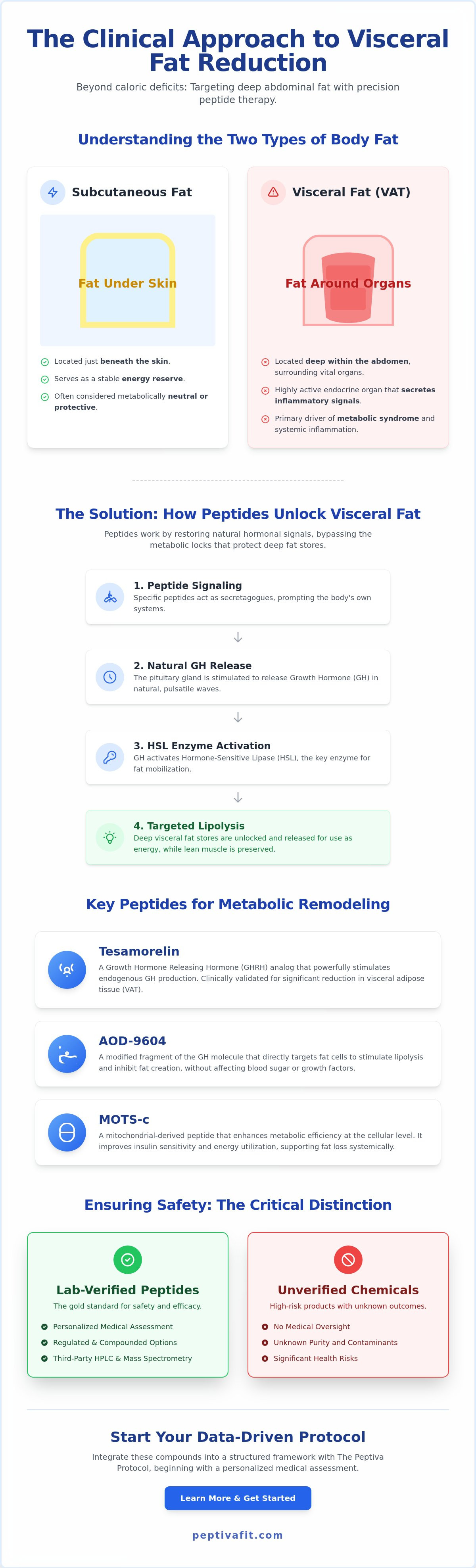 Peptides for visceral fat reduction