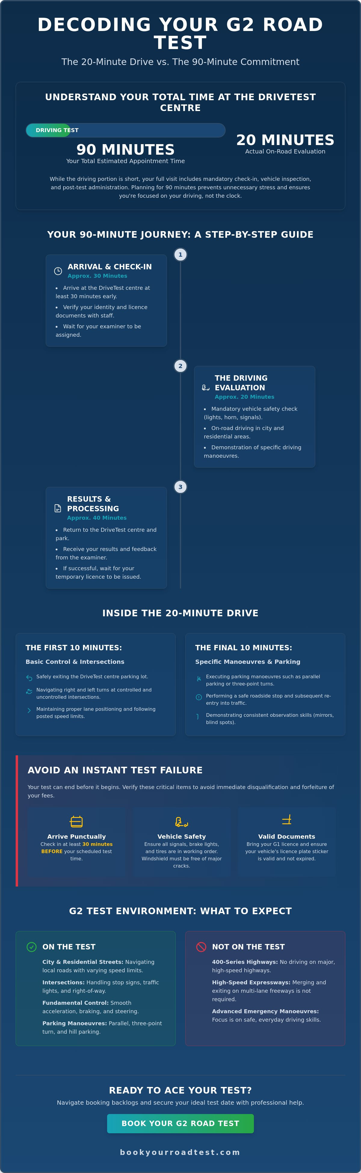 How long is the g2 road test in ontario