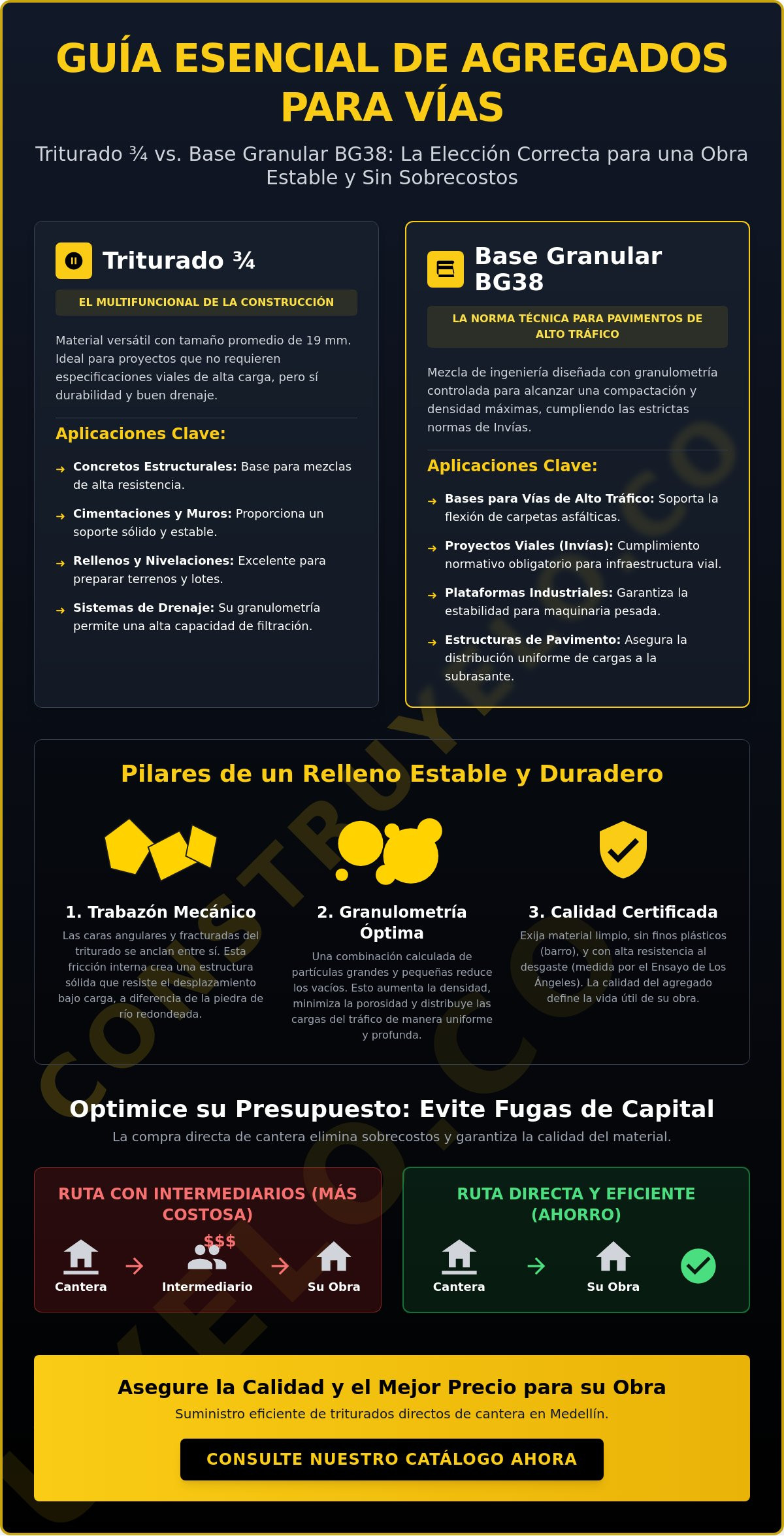 Triturado para vías y rellenos