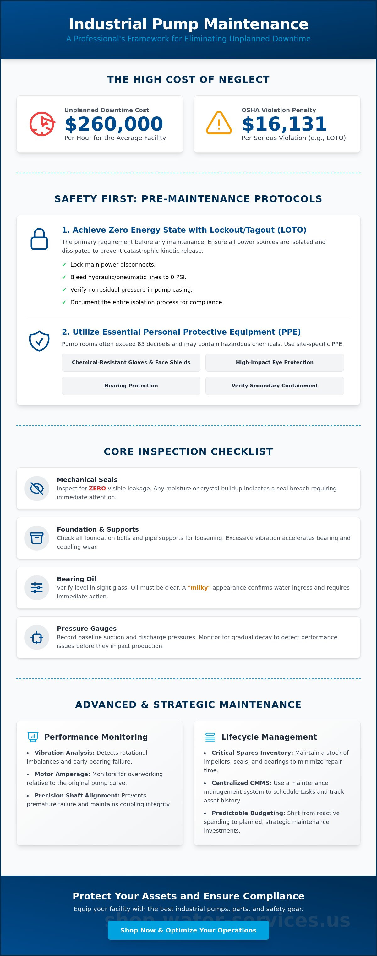 Pump maintenance checklist for industrial facilities