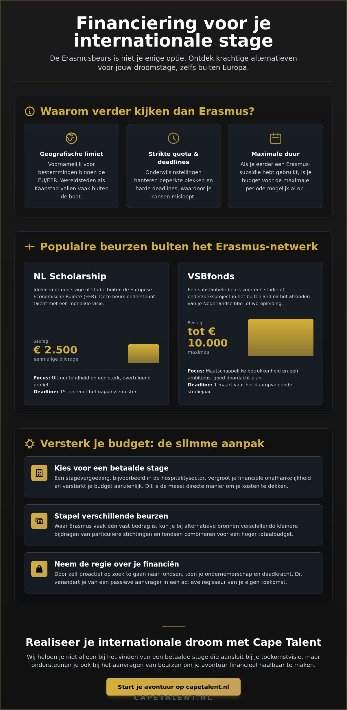 Alternatieven voor erasmusbeurs