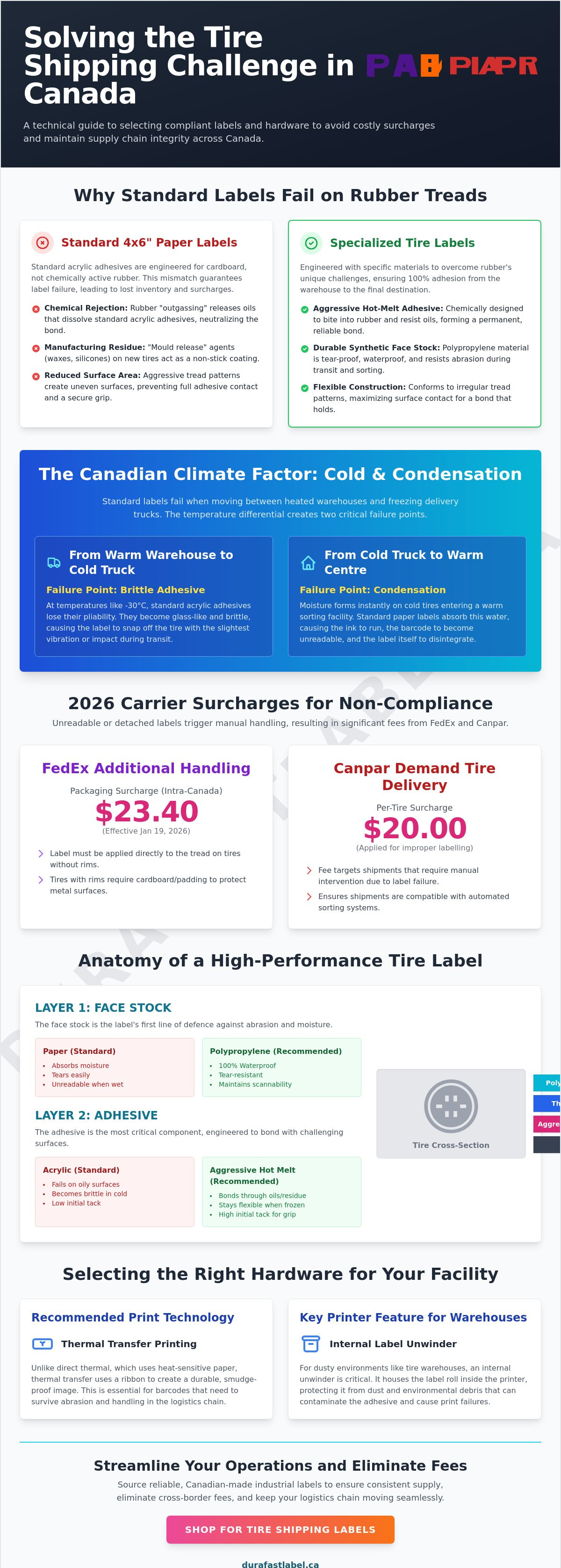 Canpar and fedex tire shipping labels in Canada