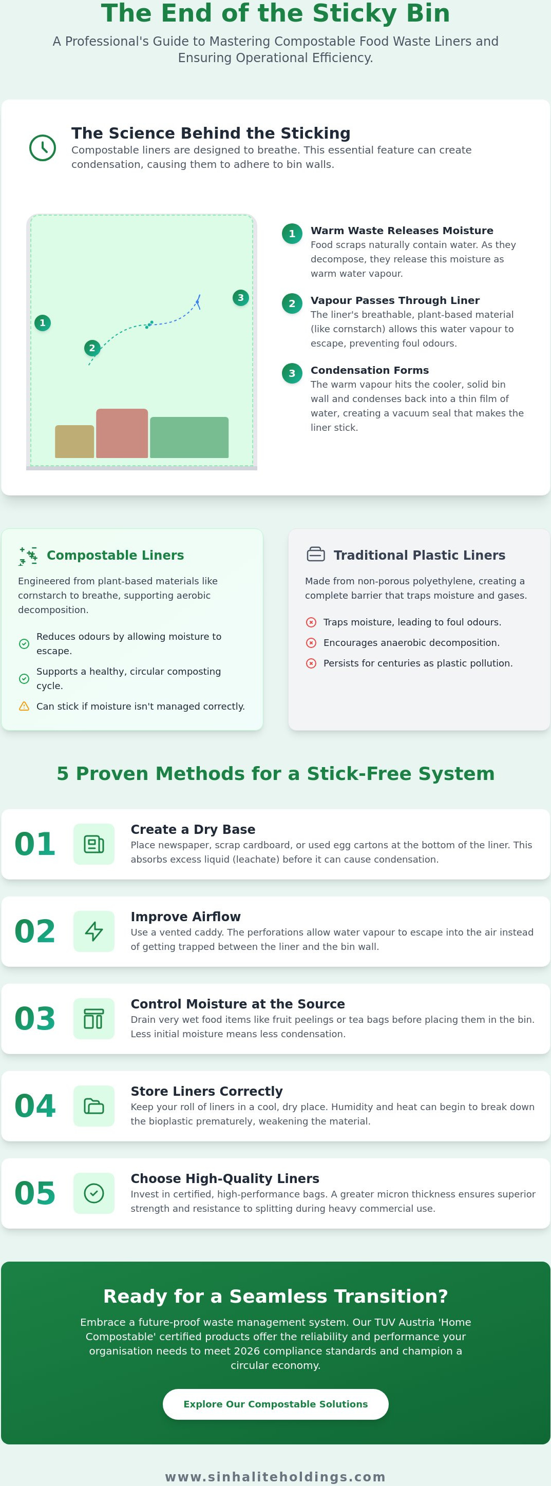 How to stop compostable liners sticking to the bin