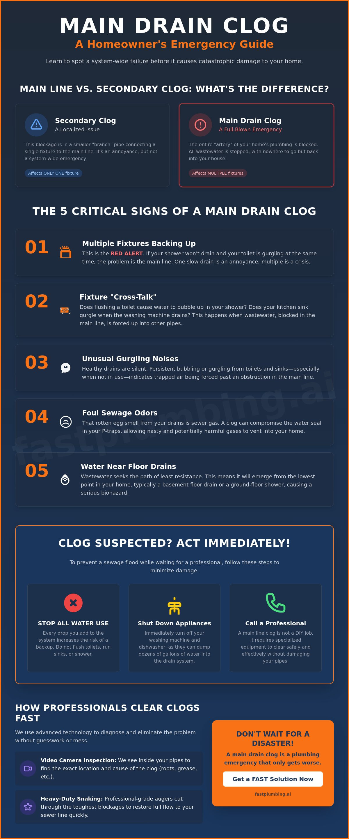 Signs of a main drain clog