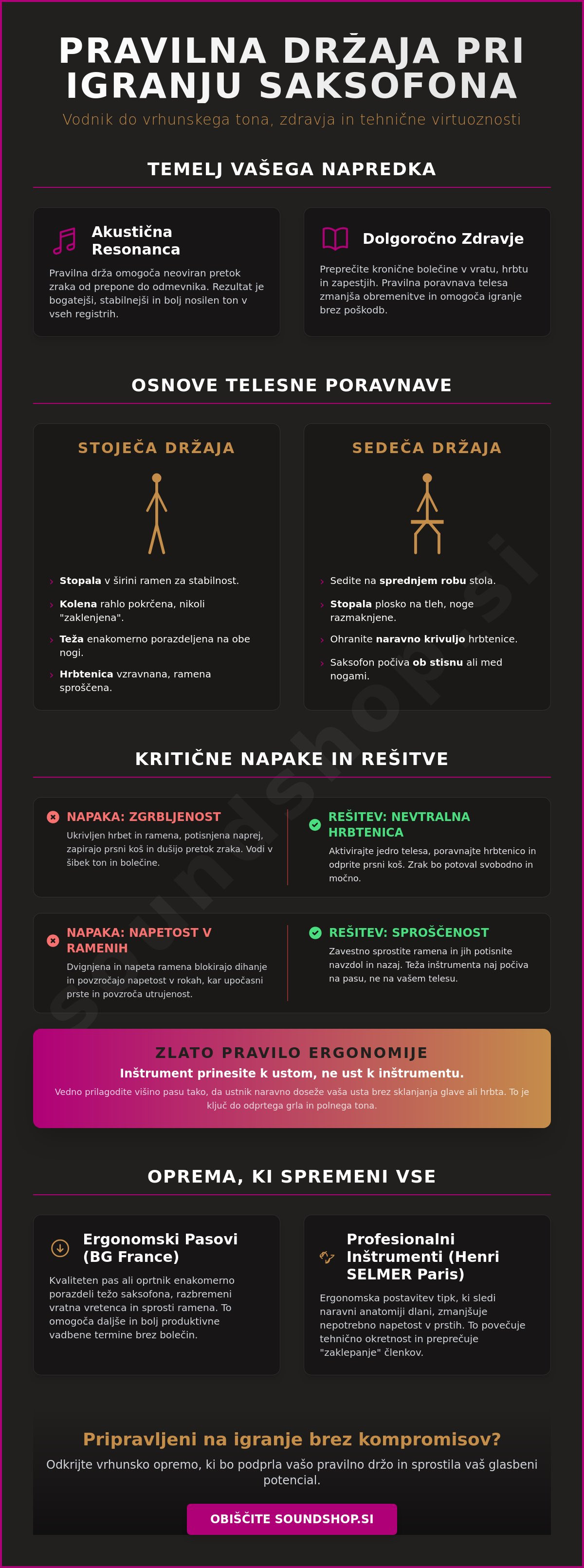 Pravilna drža pri igranju saksofona