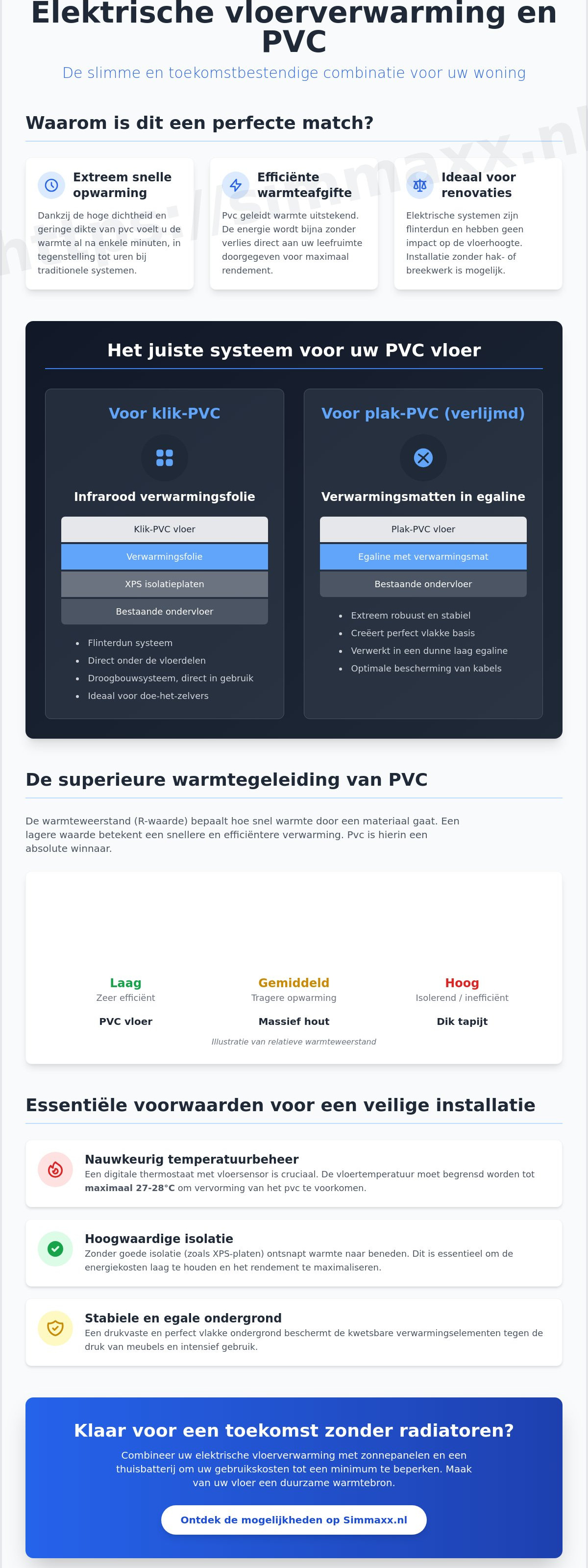 Elektrische vloerverwarming onder pvc vloer