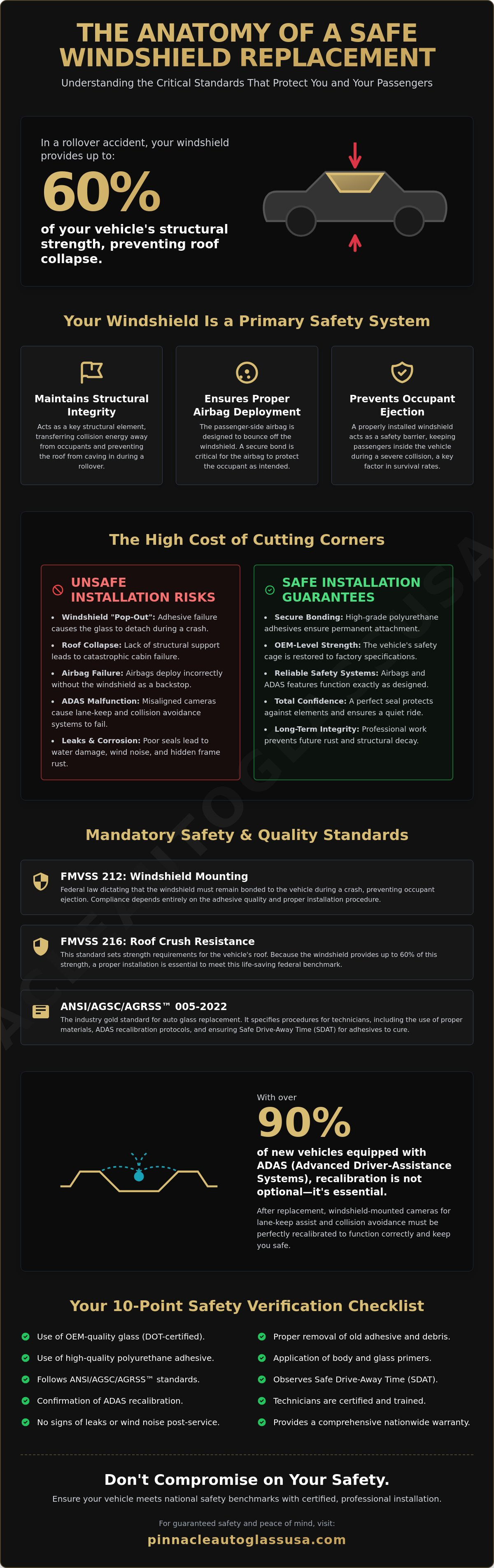 Safe windshield replacement standards