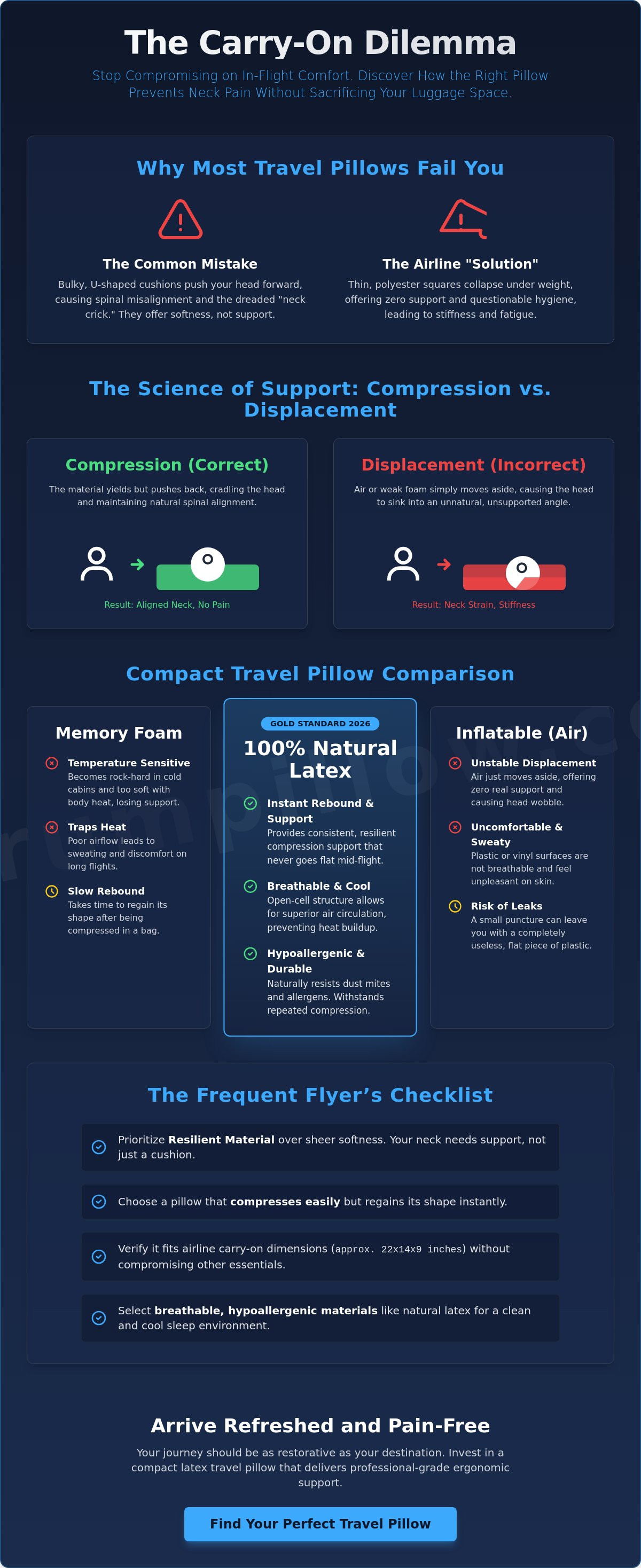Compact travel pillow for carry on