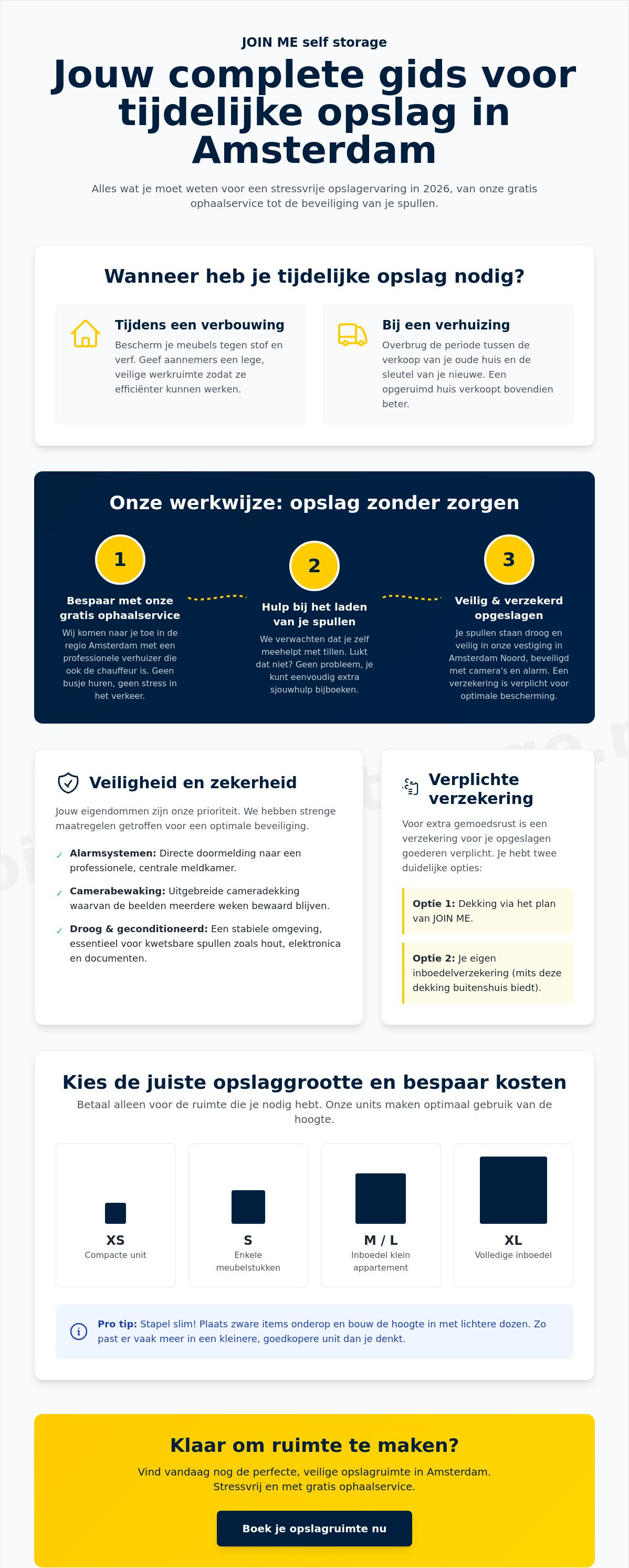 Tijdelijke opslagruimte Amsterdam