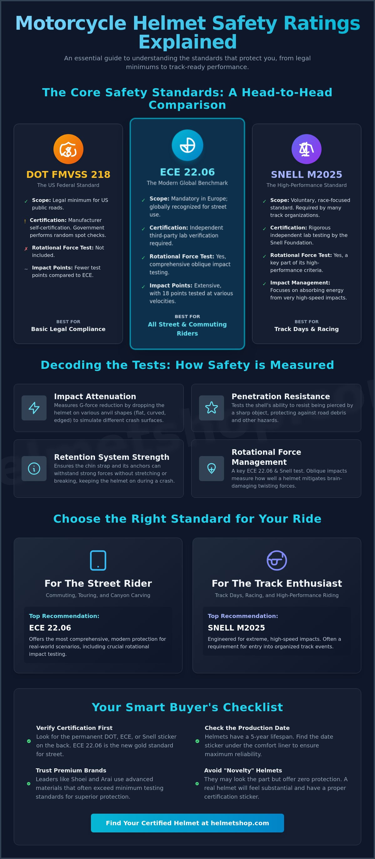 Motorcycle helmet safety ratings explained