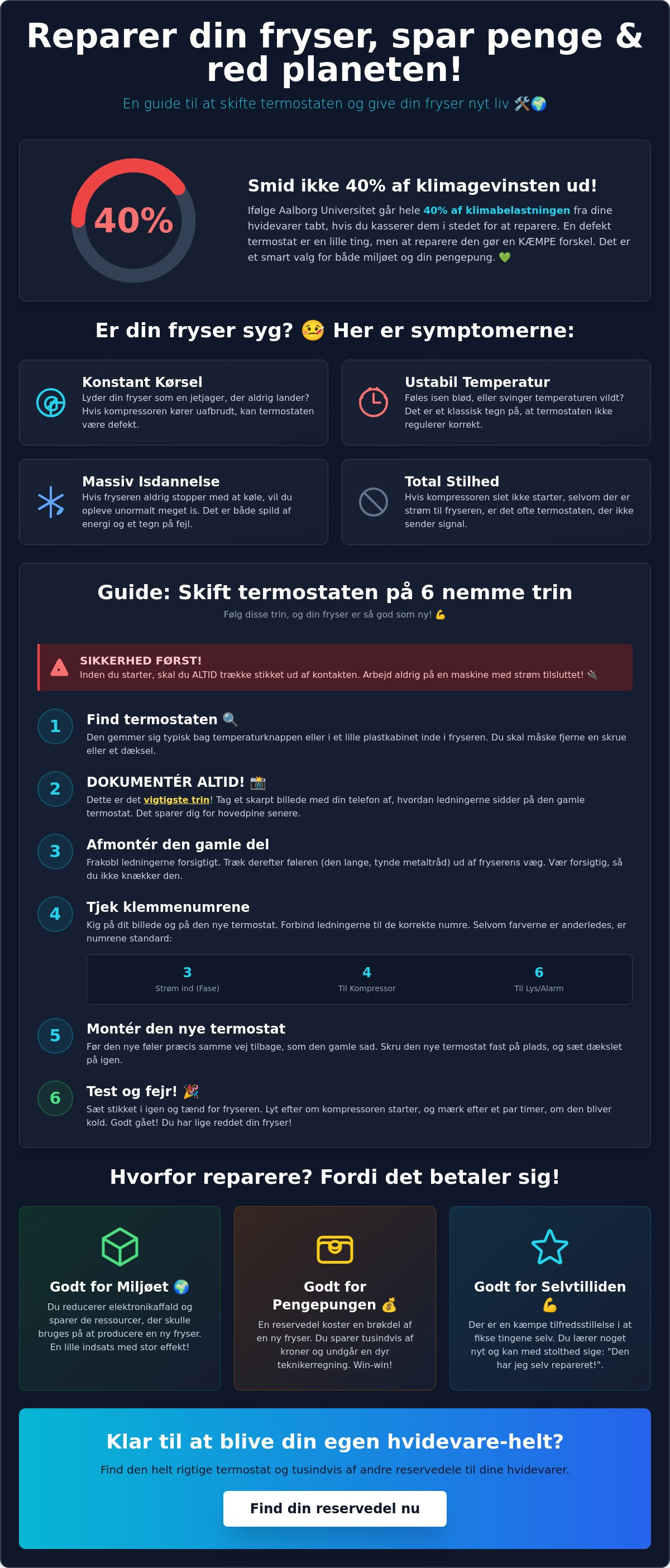 Skifte termostat i fryser guide